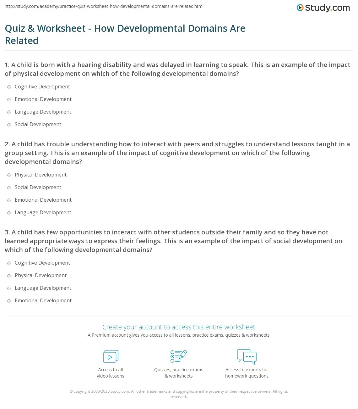 Child Development Quiz Printable