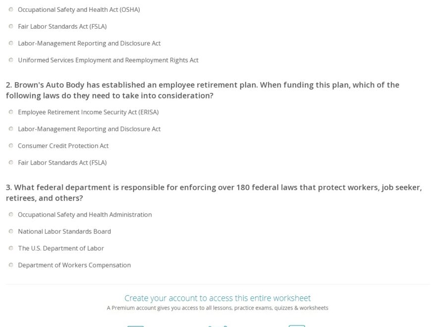 Quiz Worksheet Safety Laws At Work Study
