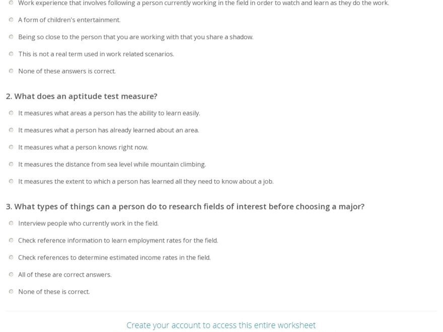 Quiz Worksheet Using Your Strengths To Choose A College Major Study