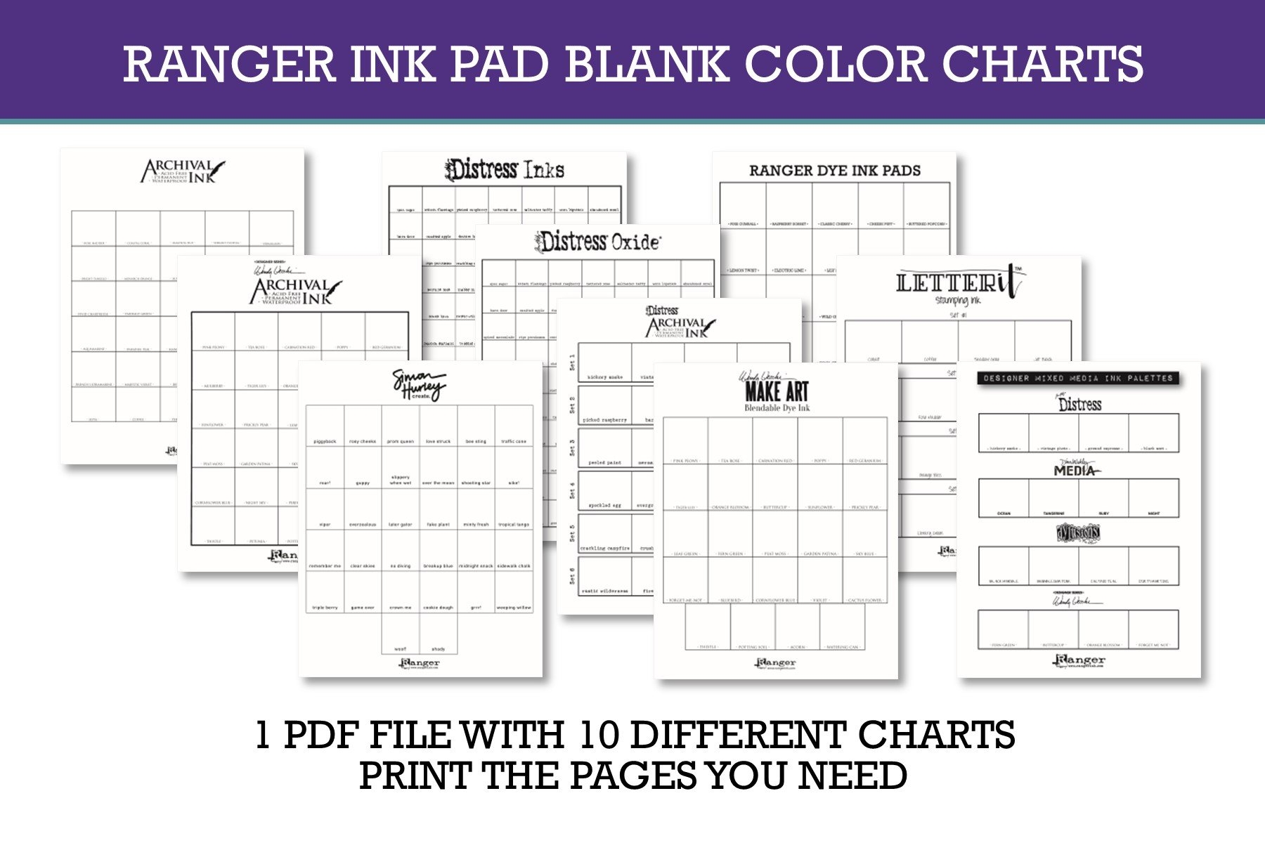 Ranger Ink Pad Blank Color Charts FREE DOWNLOAD