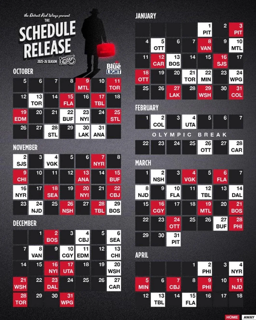 Red Wings 2025 26 Schedule Released R DetroitRedWings