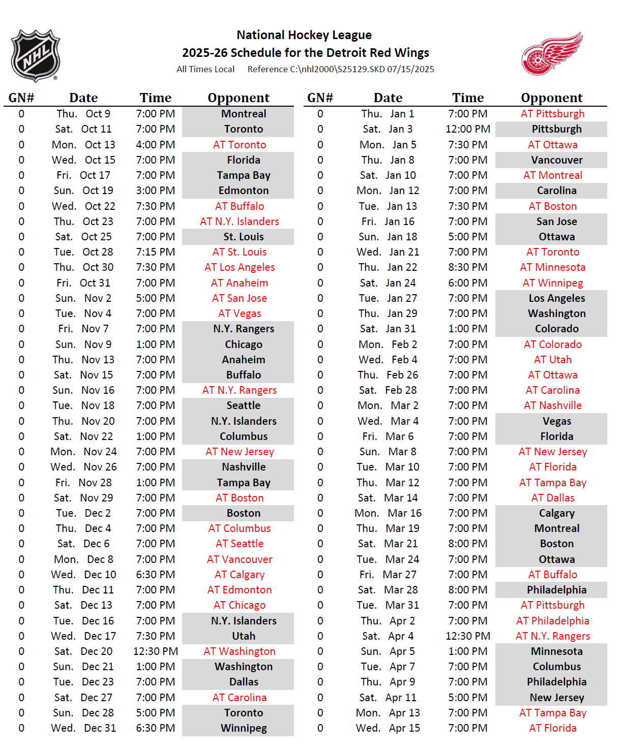 Red Wings Release 2025 2026 Regular Season Schedule The Malik Report