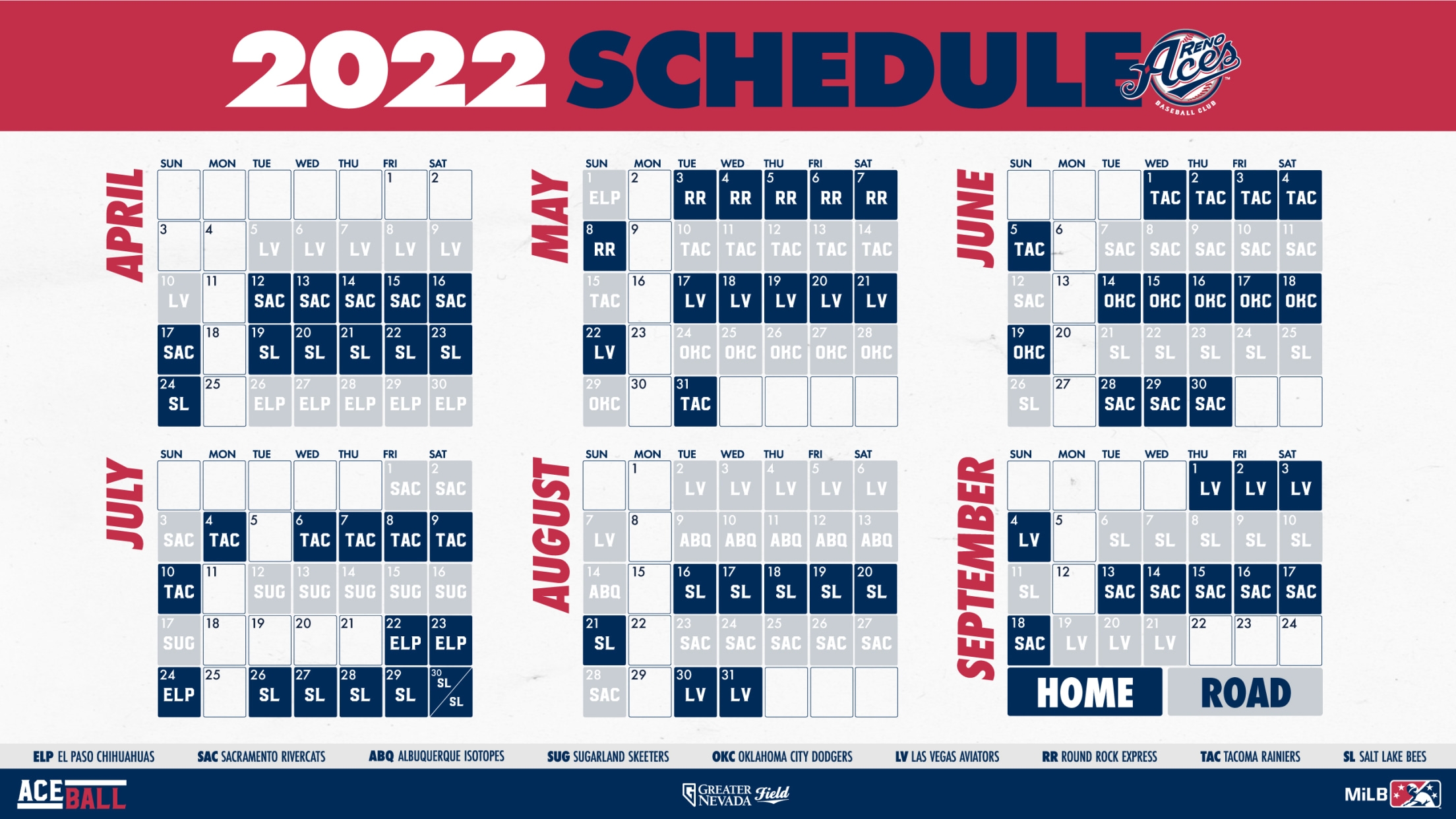 Reno Aces Unveil 2022 Season Schedule MiLB