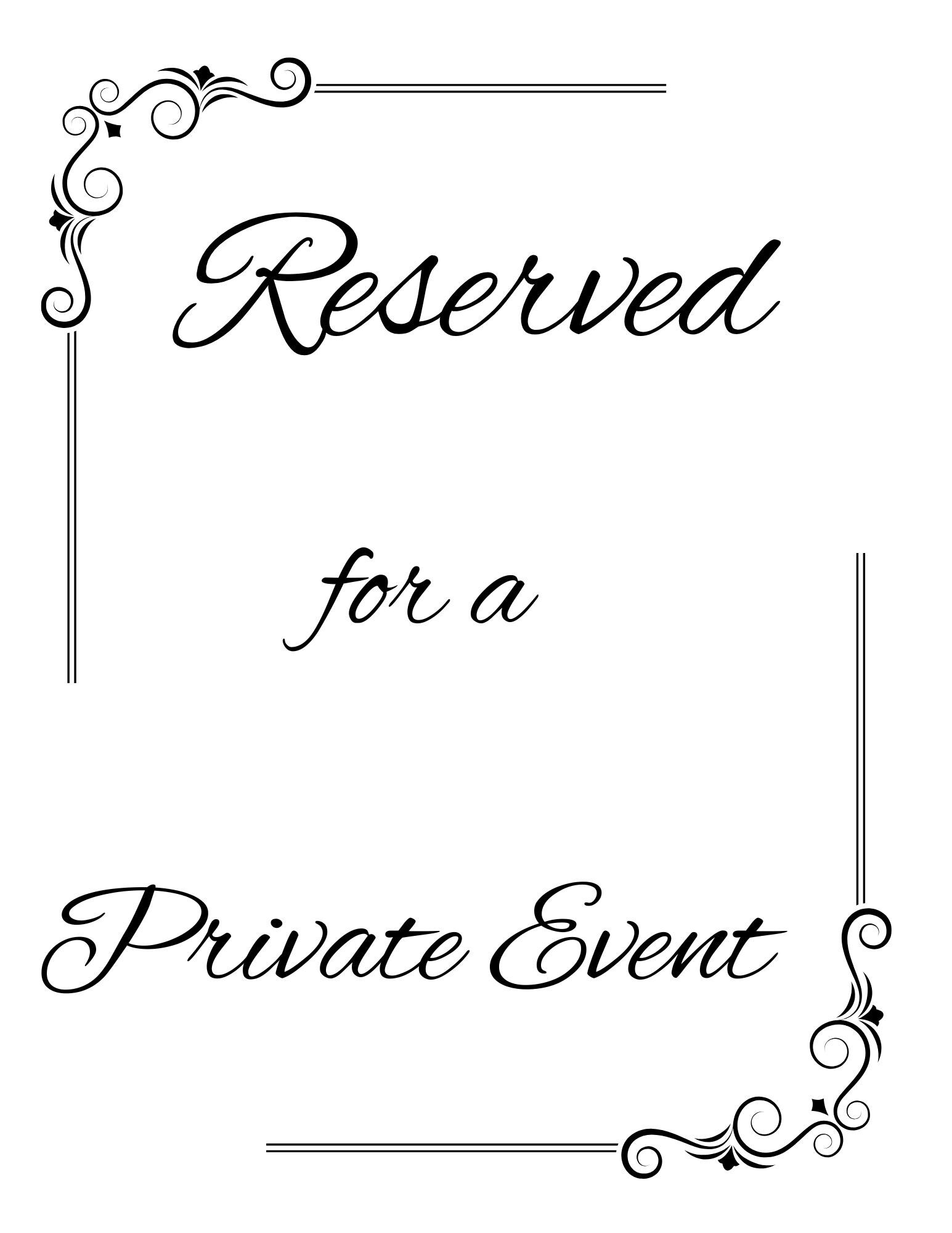 Reserved For A Private Event Printable Sign Etsy