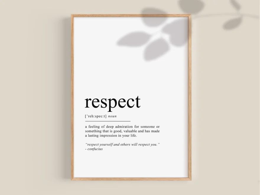 Respect Definition Print Respect Quote Office Wall Art Classroom Prints Inspirational Poster Affirmations Printable Etsy