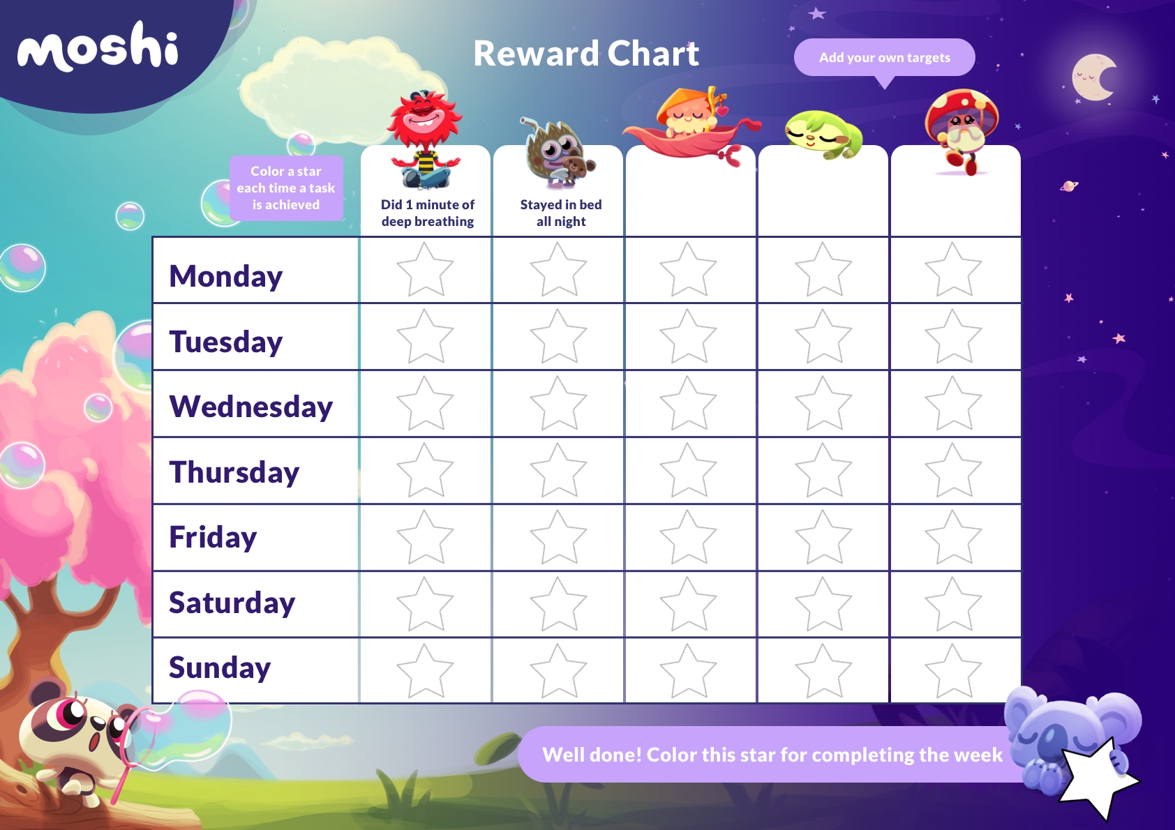 Printable Reward Chart For Toddler