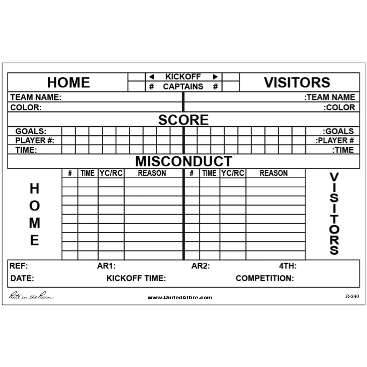 Blank Printable Soccer Score Sheet