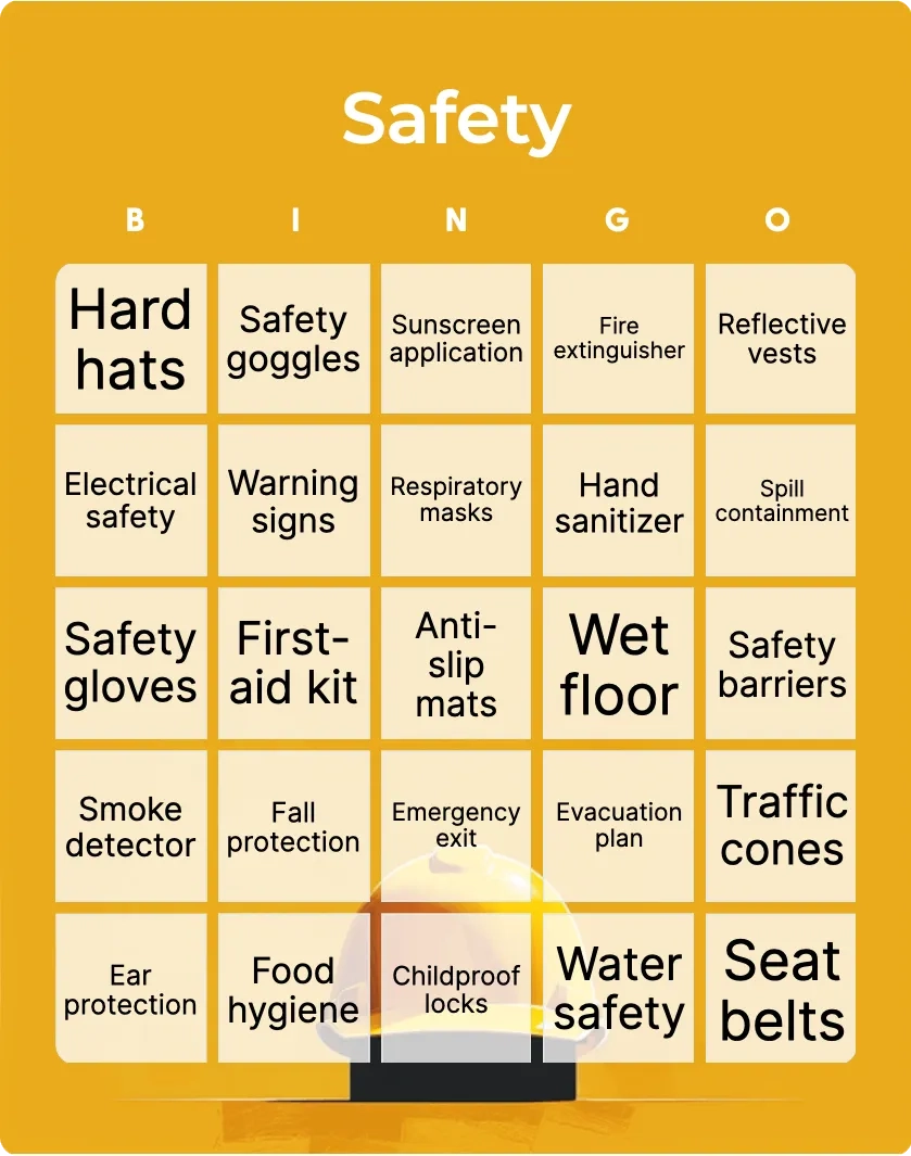 Safety Bingo Printable Customizable Bingo Card Creator