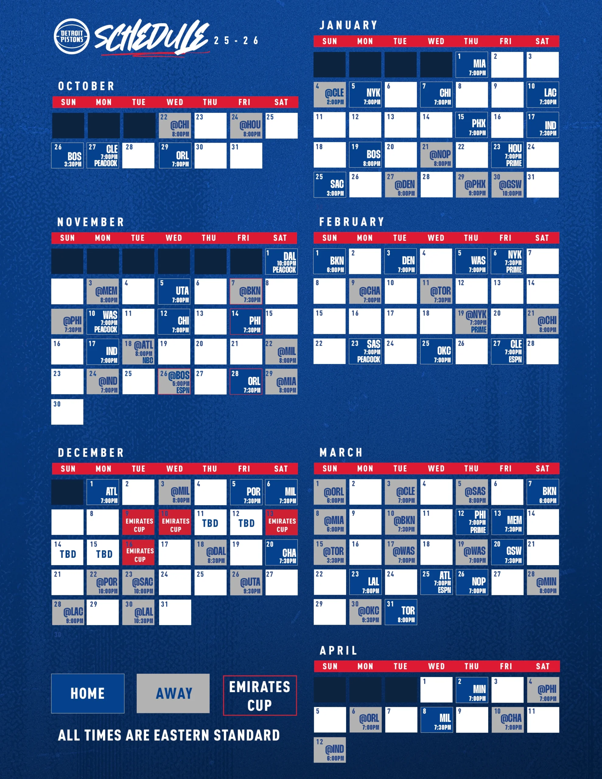 Schedule Detroit Pistons Schedule Detroit Pistons