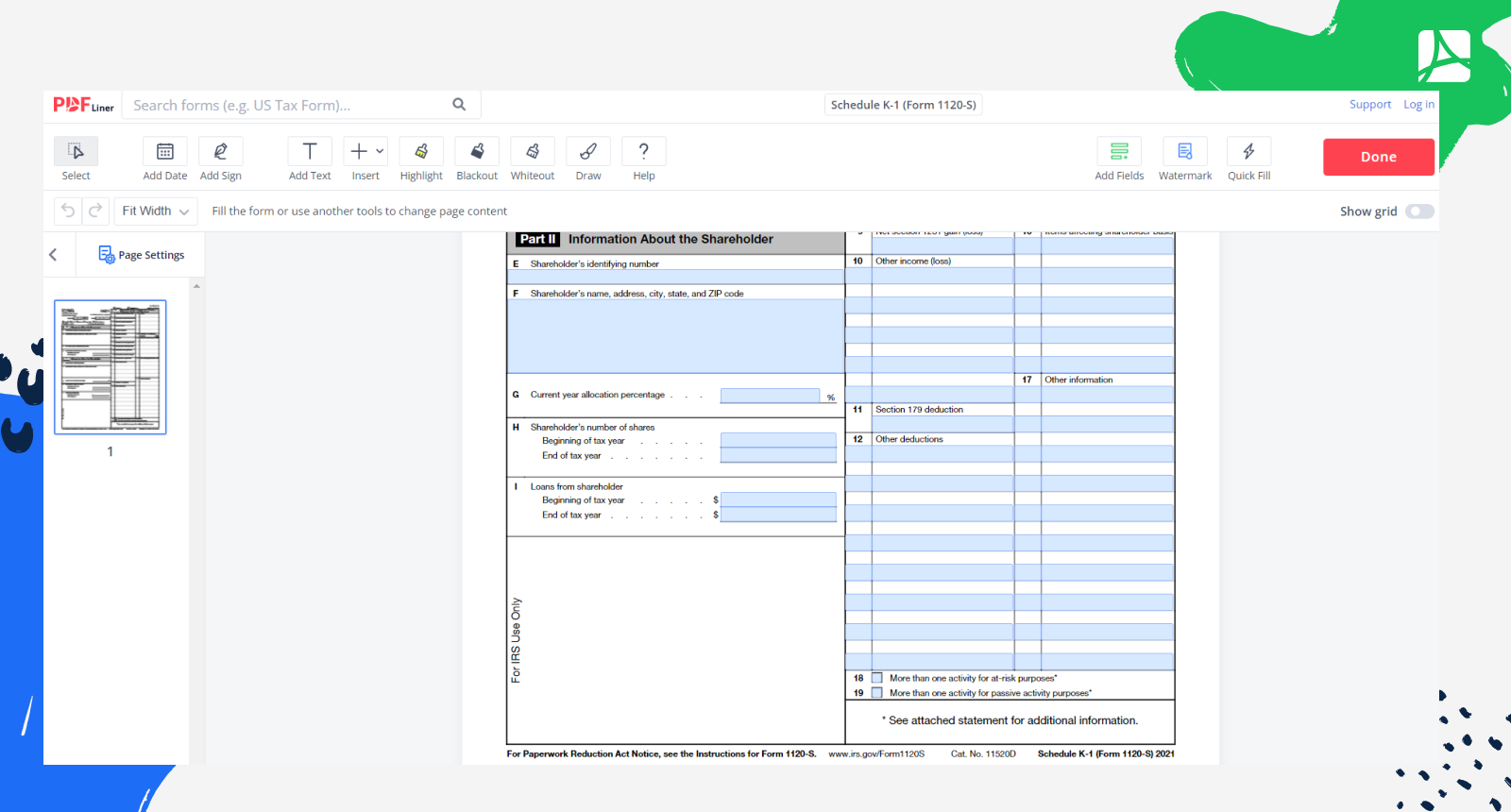 Schedule K 1 Form 1120 S Print And Sign Form Online PDFliner
