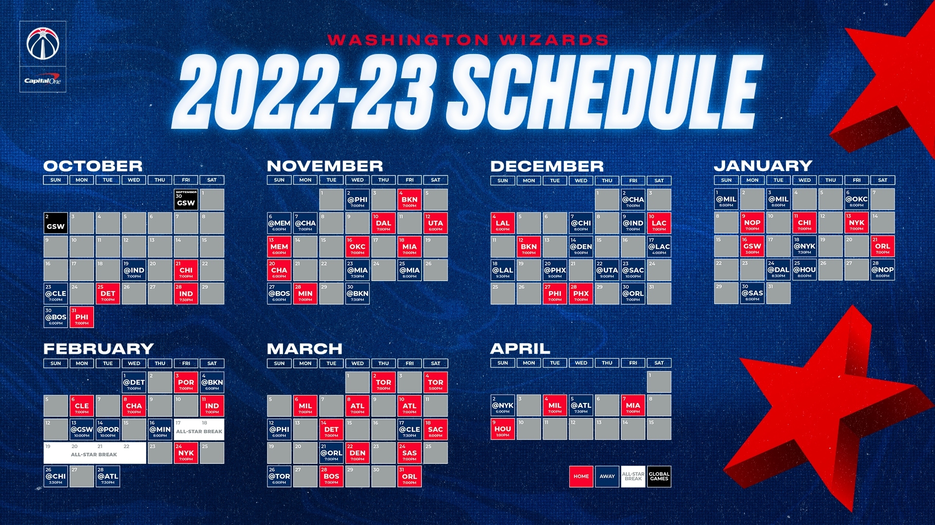 Schedule Washington Wizards