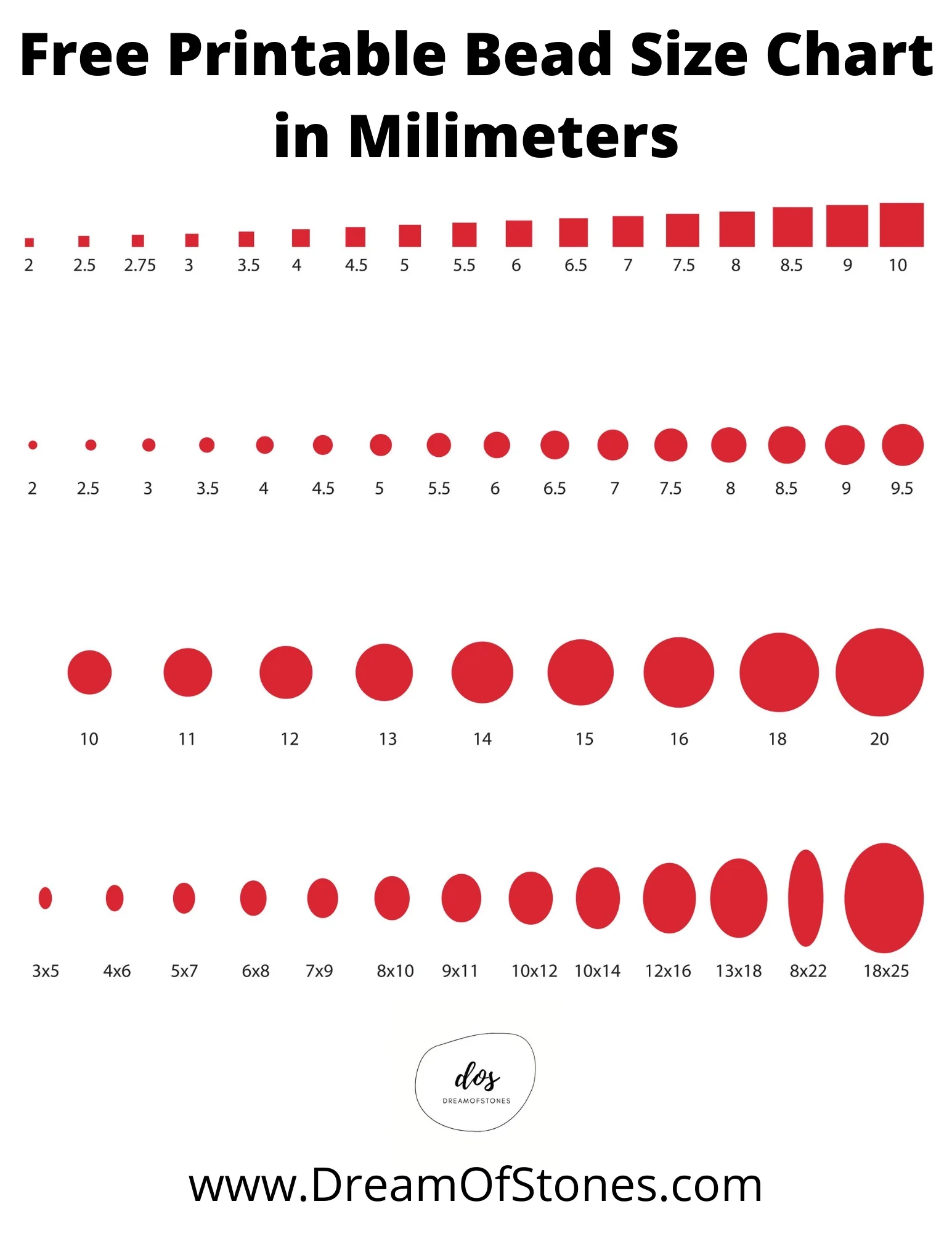 Seed Bead Size Chart