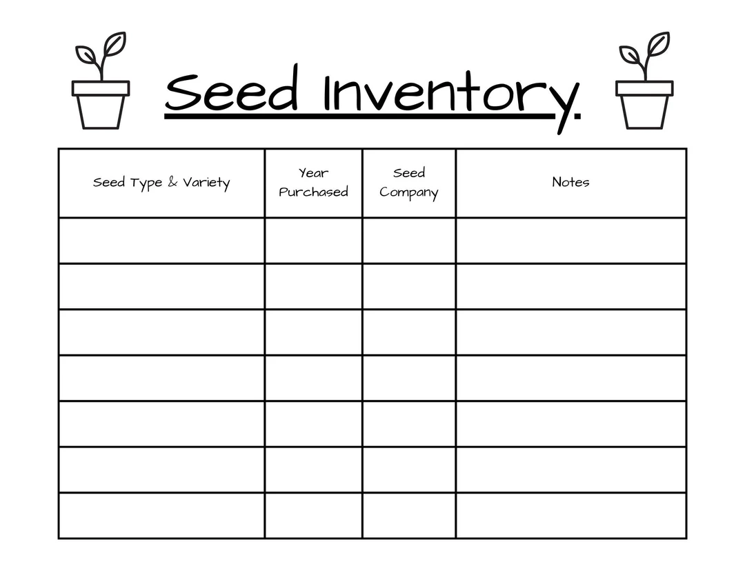 Seed Inventory Printable Garden Planner Minimalist Seed Tracker Gardening Log Small Farm Homesteading Etsy