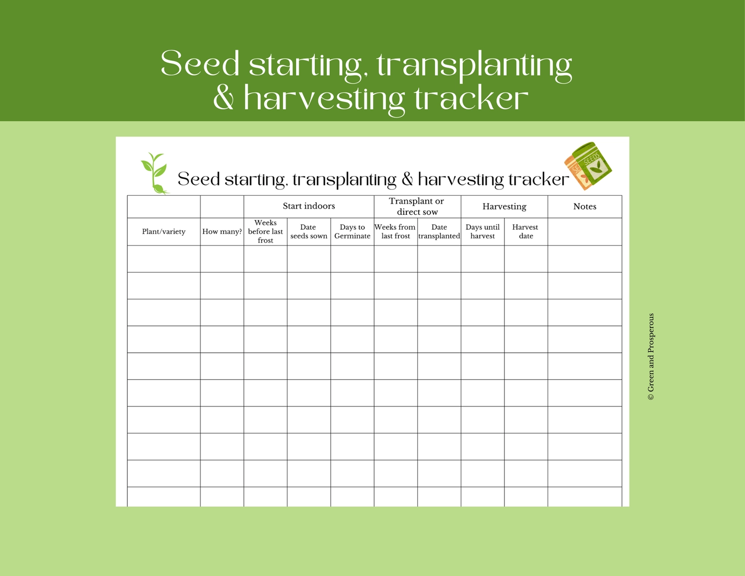 Free Printable Blank Seed Sowing Planner