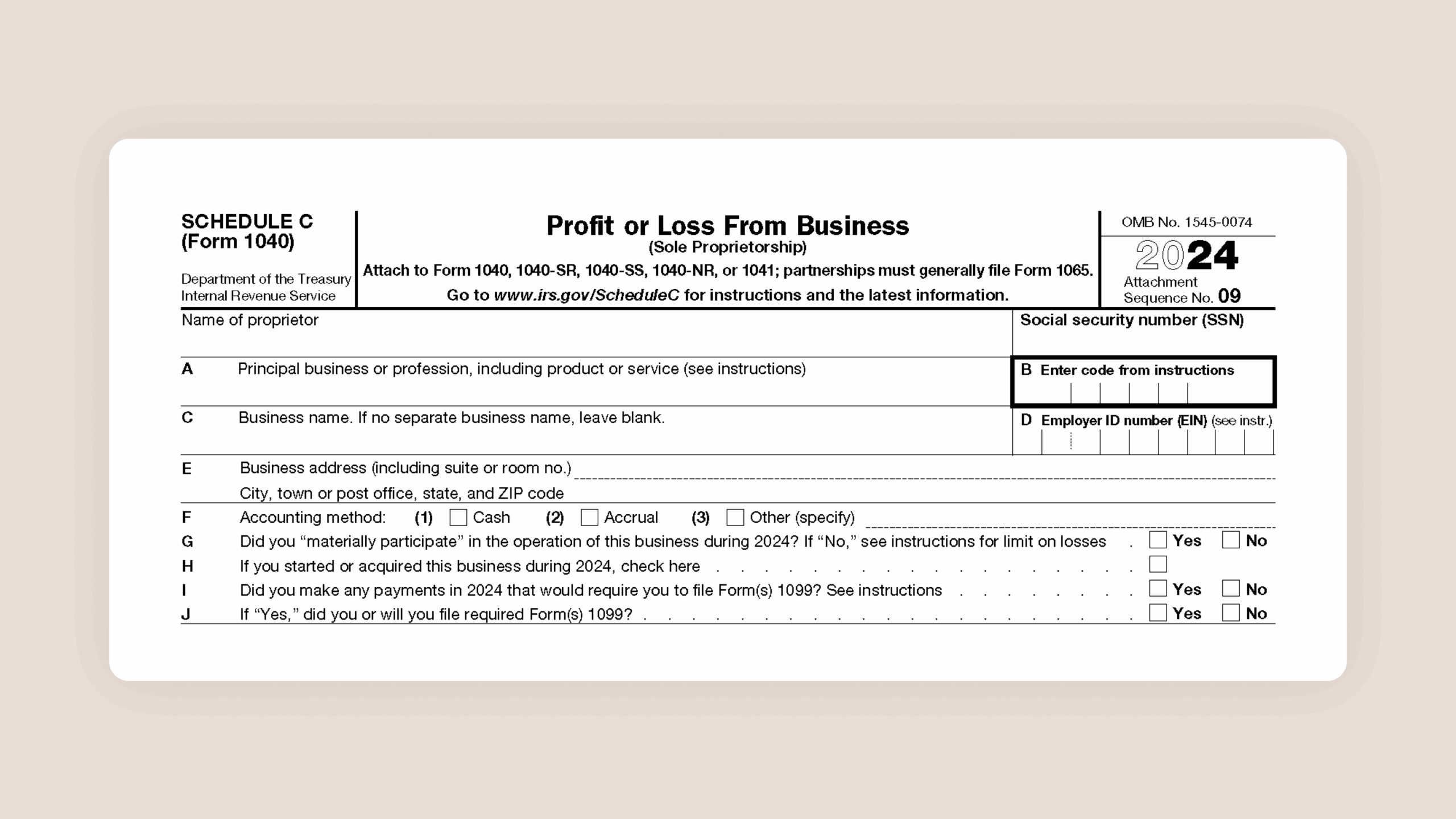 Free Printable Schedule C Tax Form