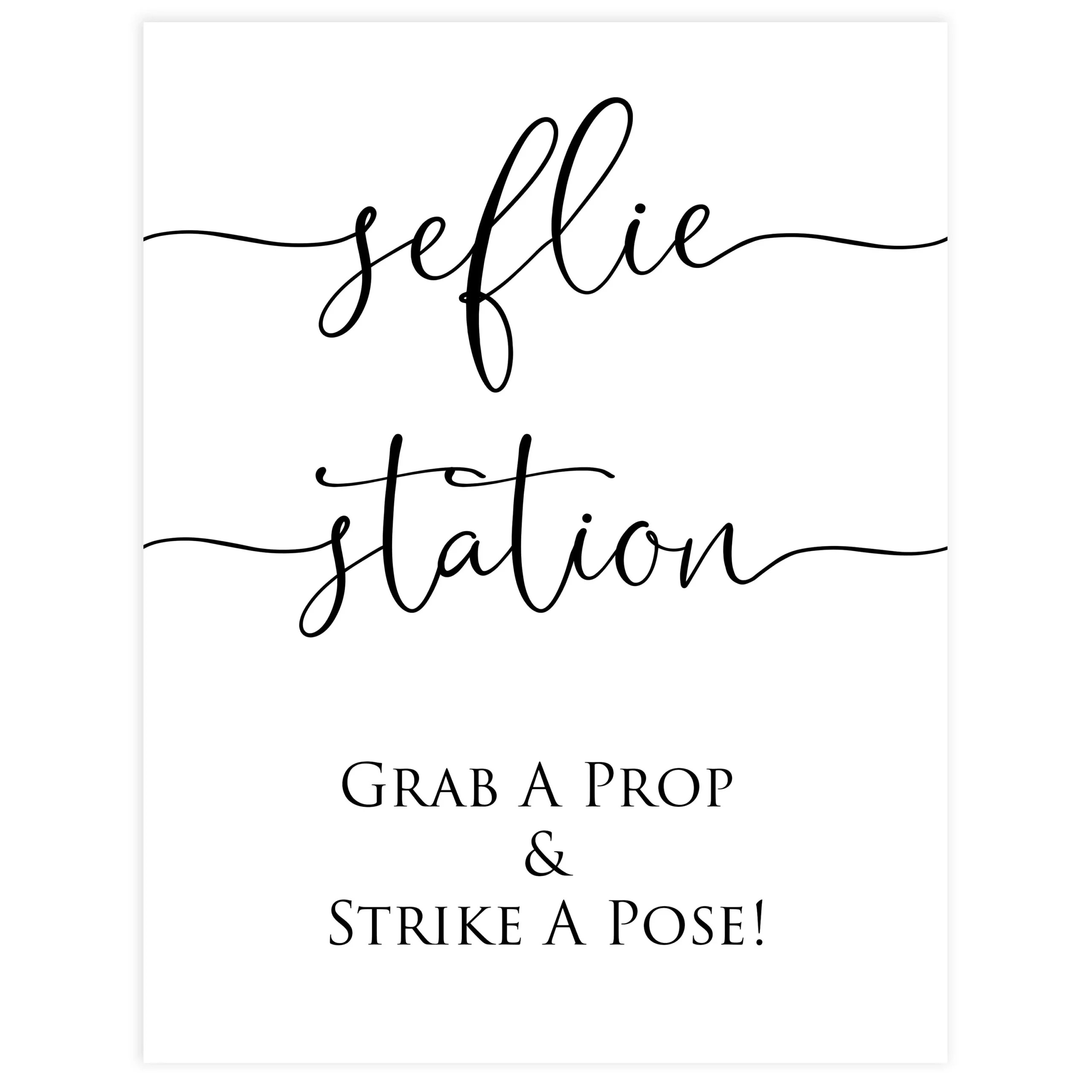 Selfie Station Table Sign Printable Minimalist Bridal Shower OhHappyPrintables