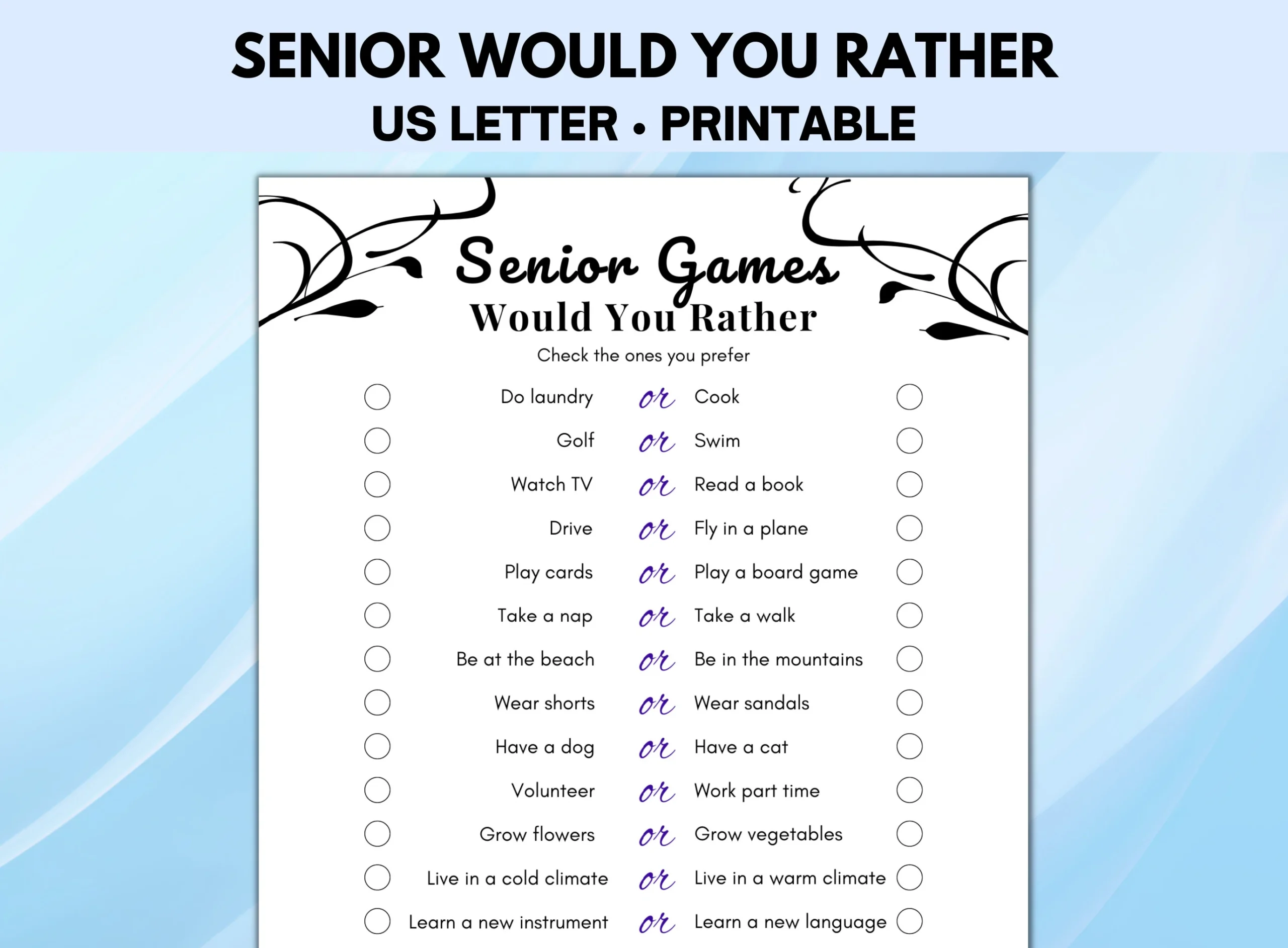 Quiz Esenior Eldelry Printable