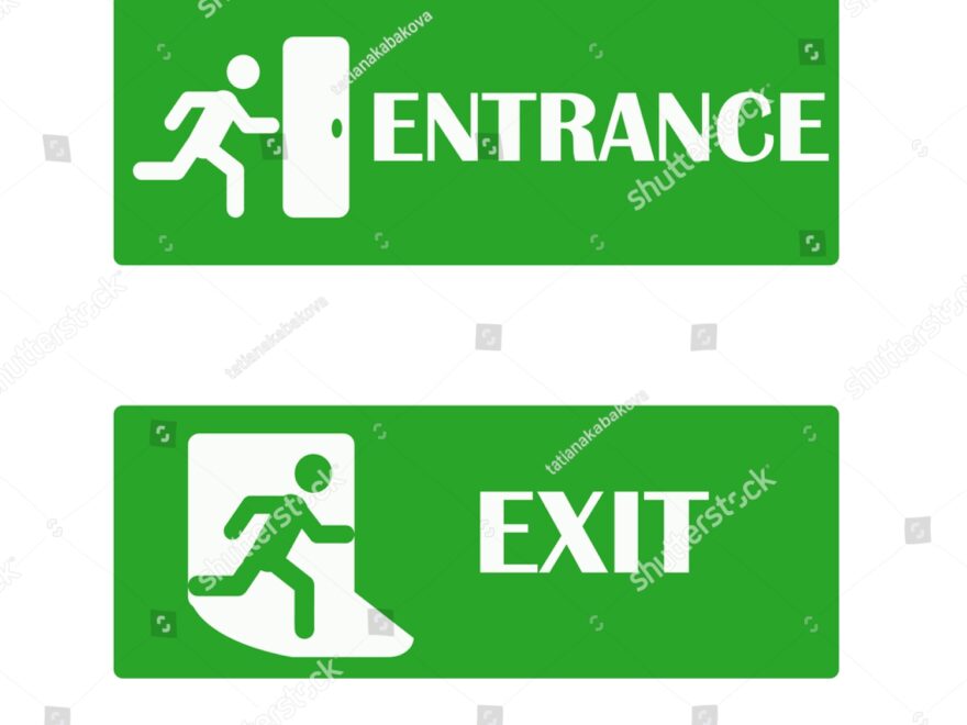 Set Exit Entry Signs White Green Stock Vector Royalty Free 1690350313 Shutterstock