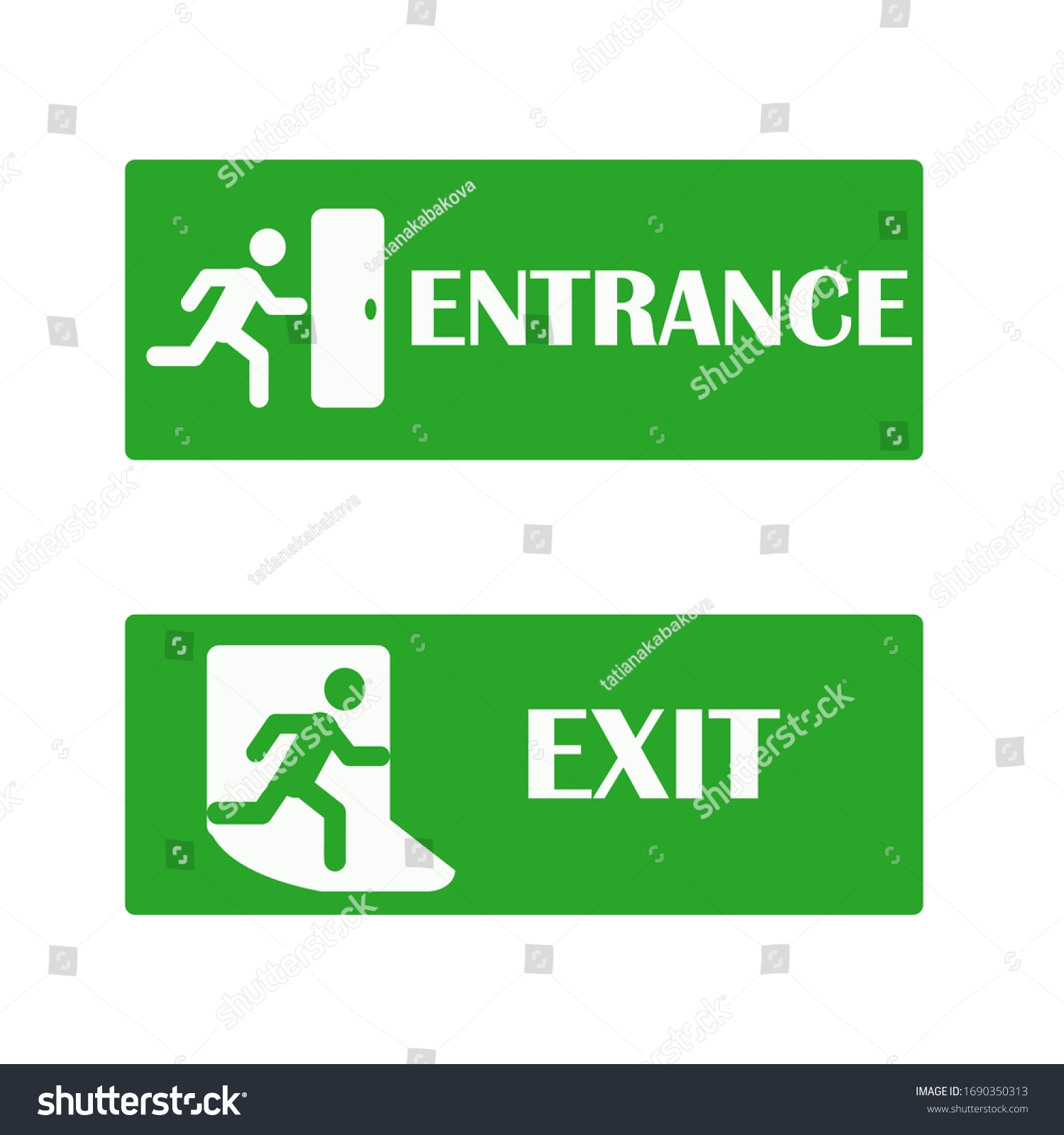Set Exit Entry Signs White Green Stock Vector Royalty Free 1690350313 Shutterstock