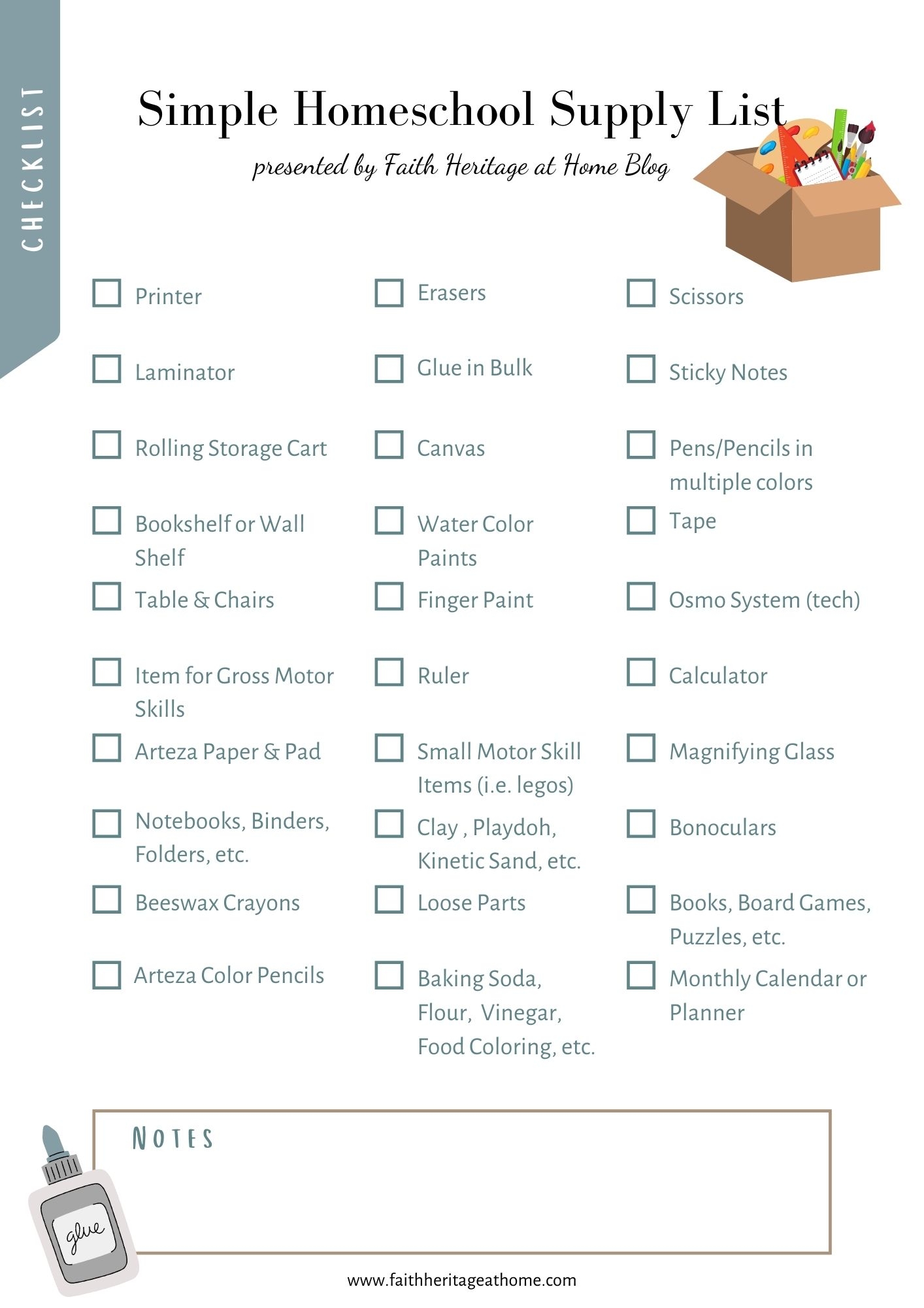 Free Printable Homeschool School Supply List Free Printable Homeschool School Supply List
