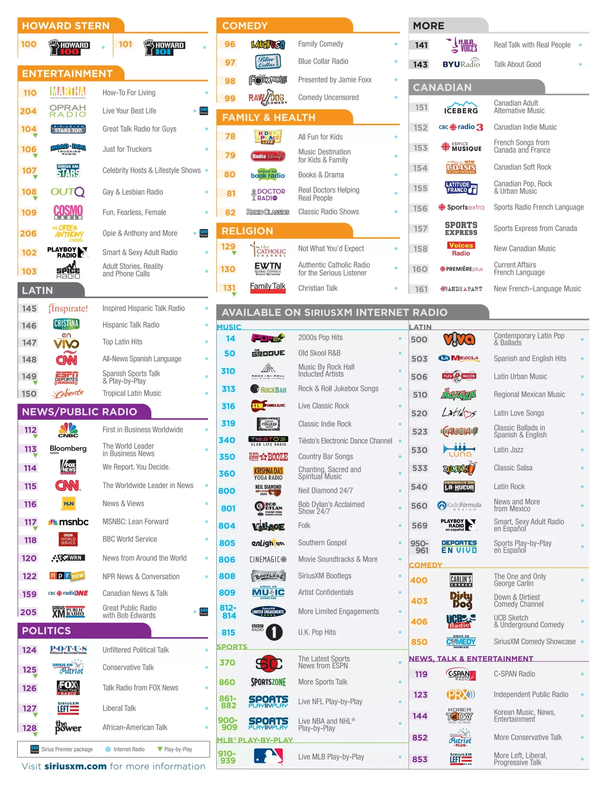 Printable Siriusxm Channel Guide