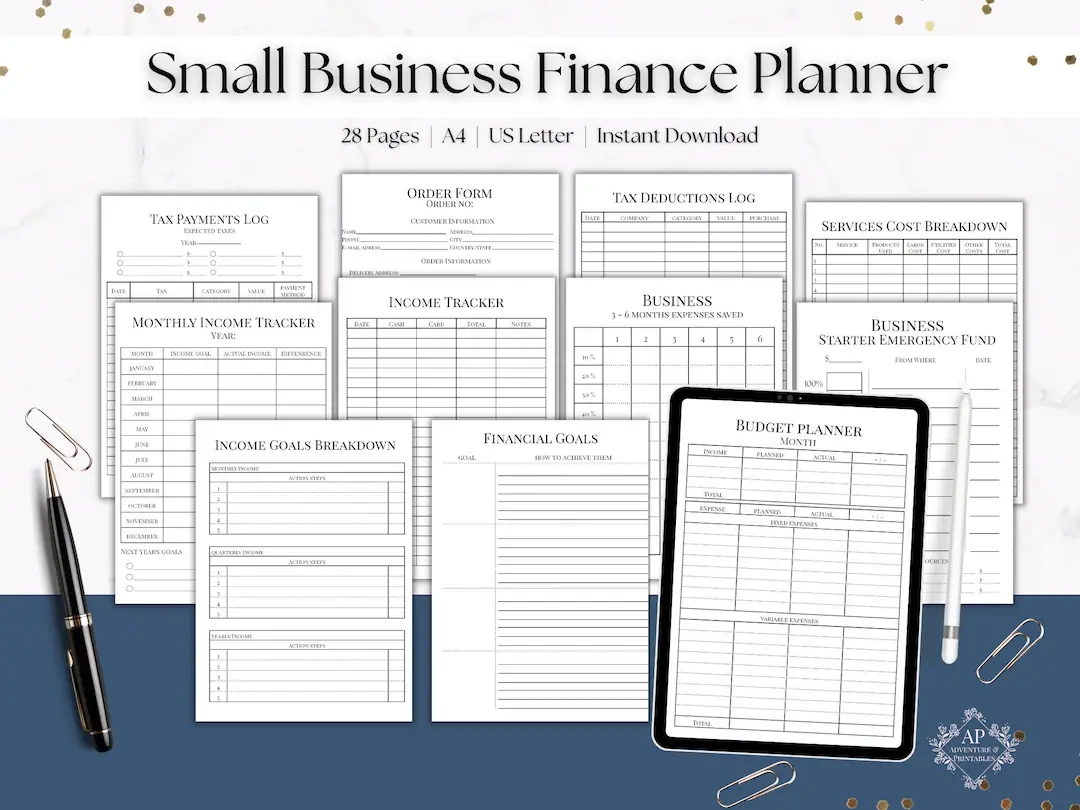 Small Business Finance Planner Printable Small Business Finance Trackers Business Plan Template Etsy