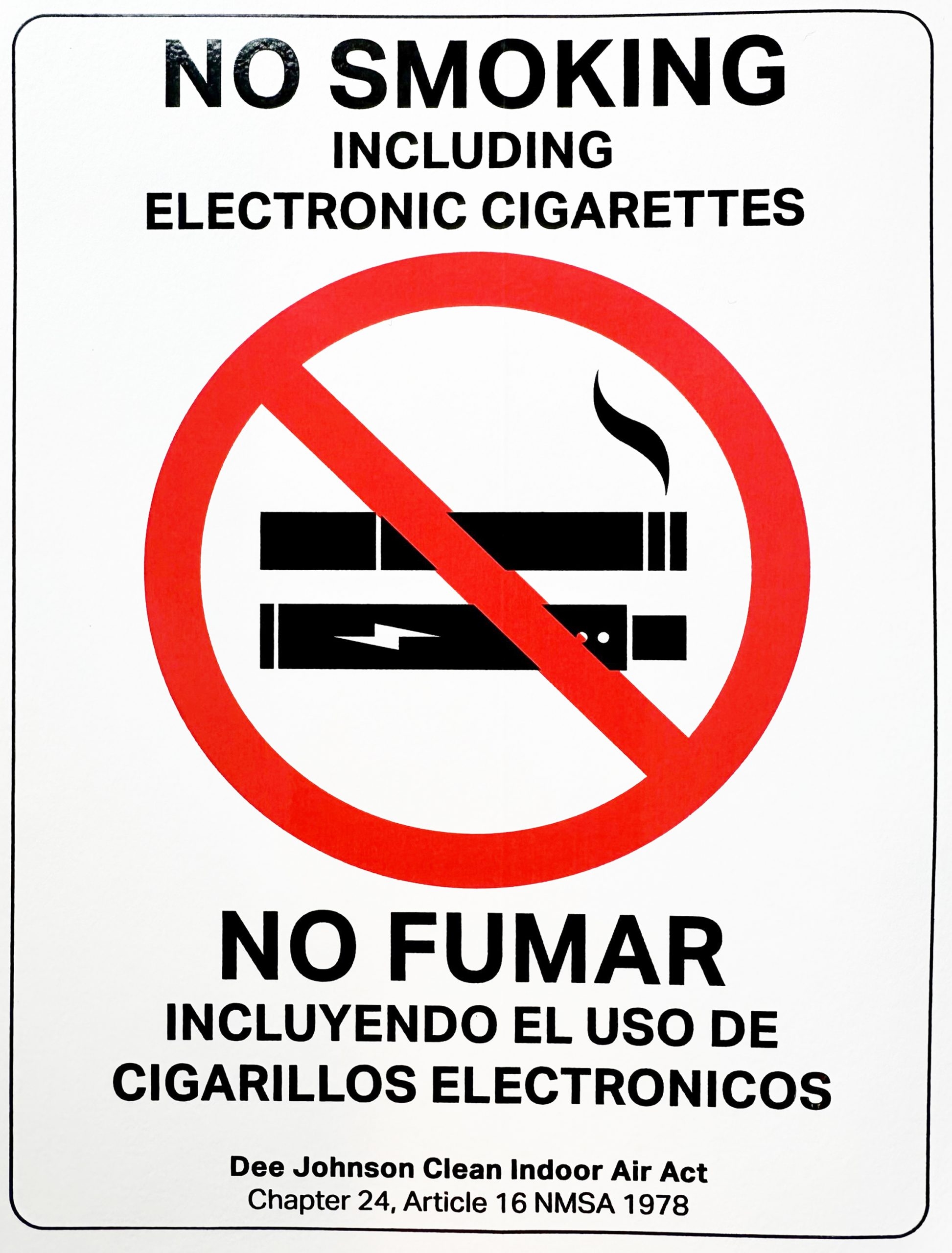 Smoke Free Sign NM Nupac