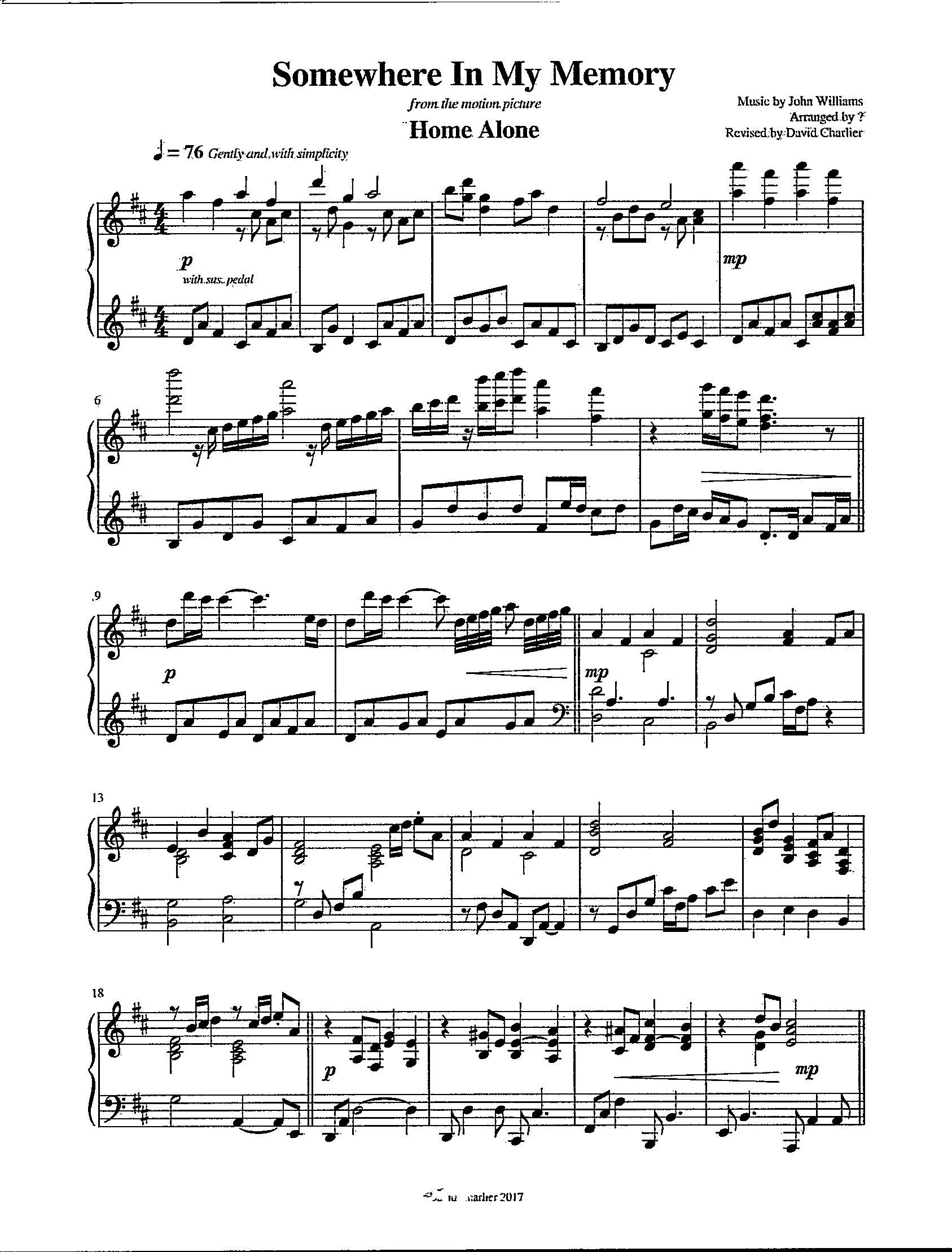 Somewhere In My Memory Digital Printable Piano Solo Early Advanced Etsy