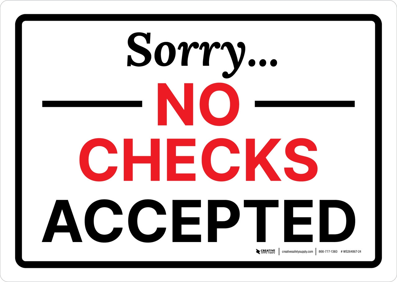 Printable No Checks Sign
