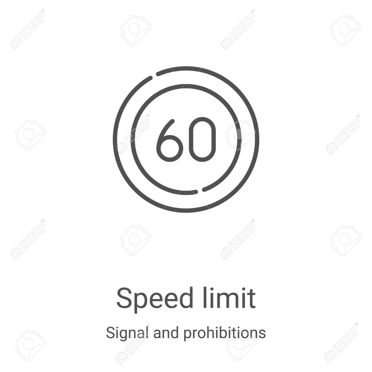 Speed Limit Icon Vector From Signal And Prohibitions Collection Thin Line Speed Limit Outline Icon Vector Illustration Linear Symbol For Use On Web And Mobile Apps Logo Print Media Royalty Free SVG 