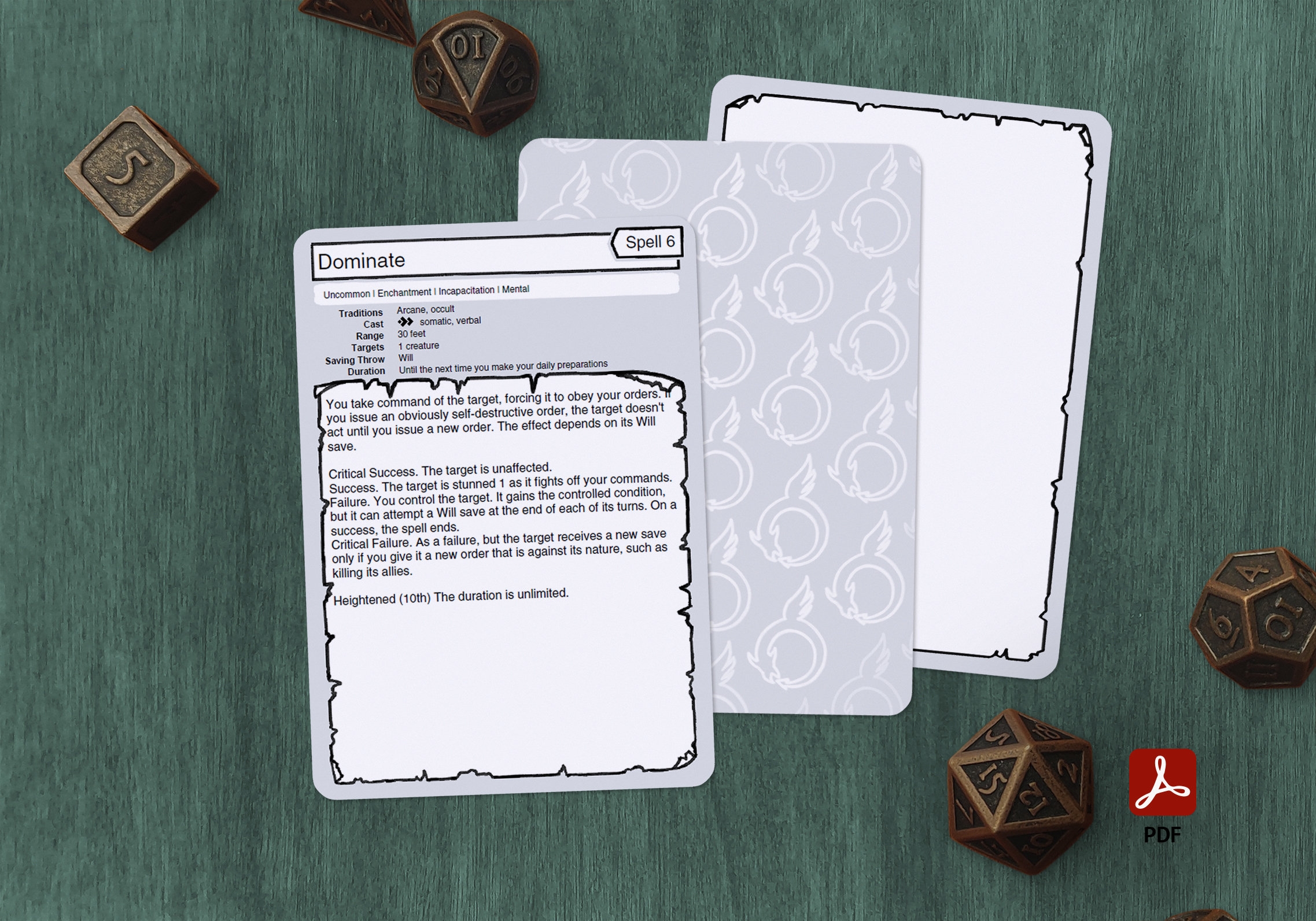 Pathfinder Druid Spell List Printable Card