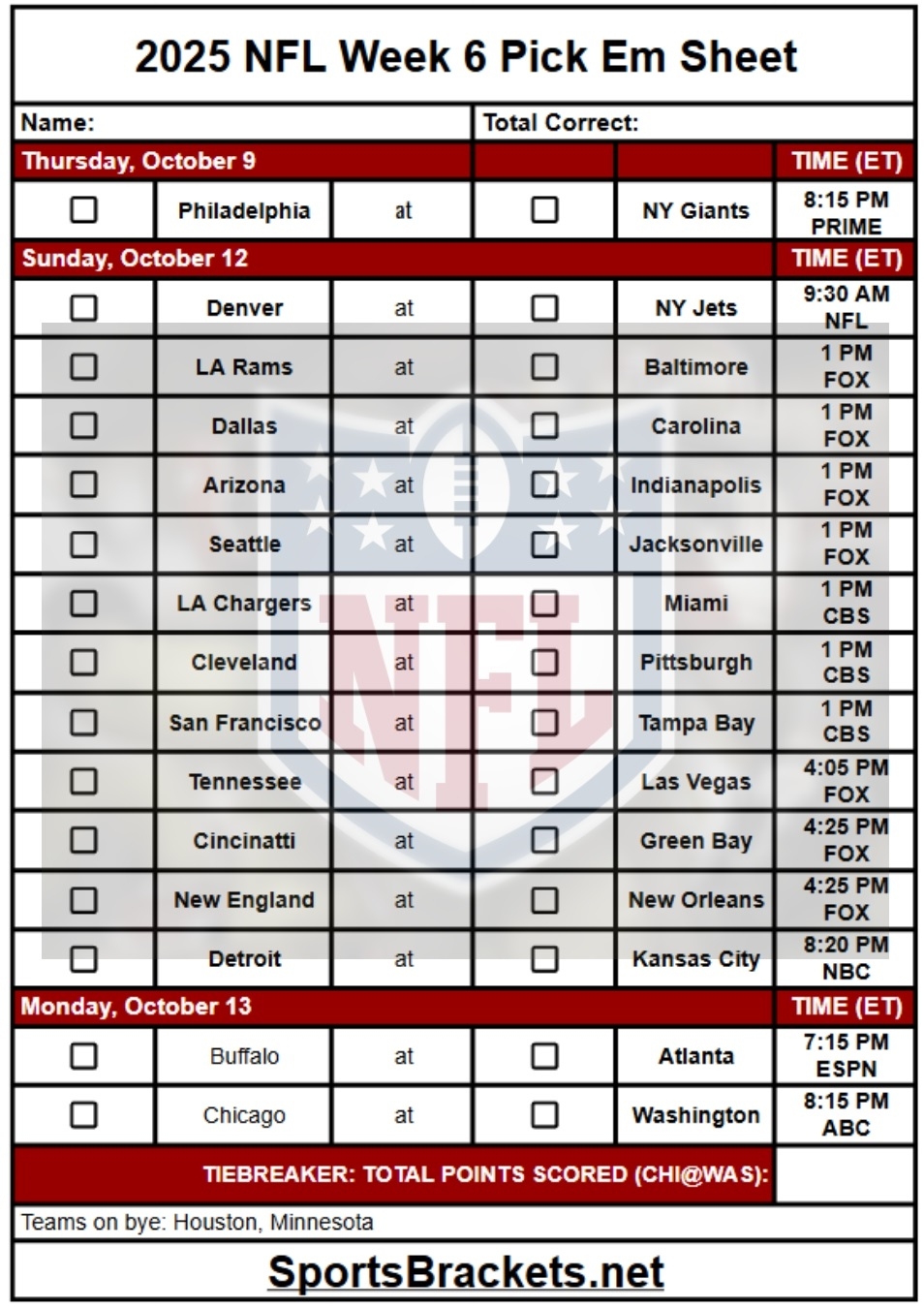 Sportsbracketssol On X Here s The Full NFL Schedule From The BRACKETS Familia For Today And Monday Enjoy Https t co 3G8m9KA817 X