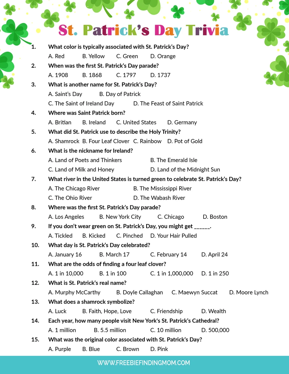 St Patrick s Day Trivia Questions And Answers