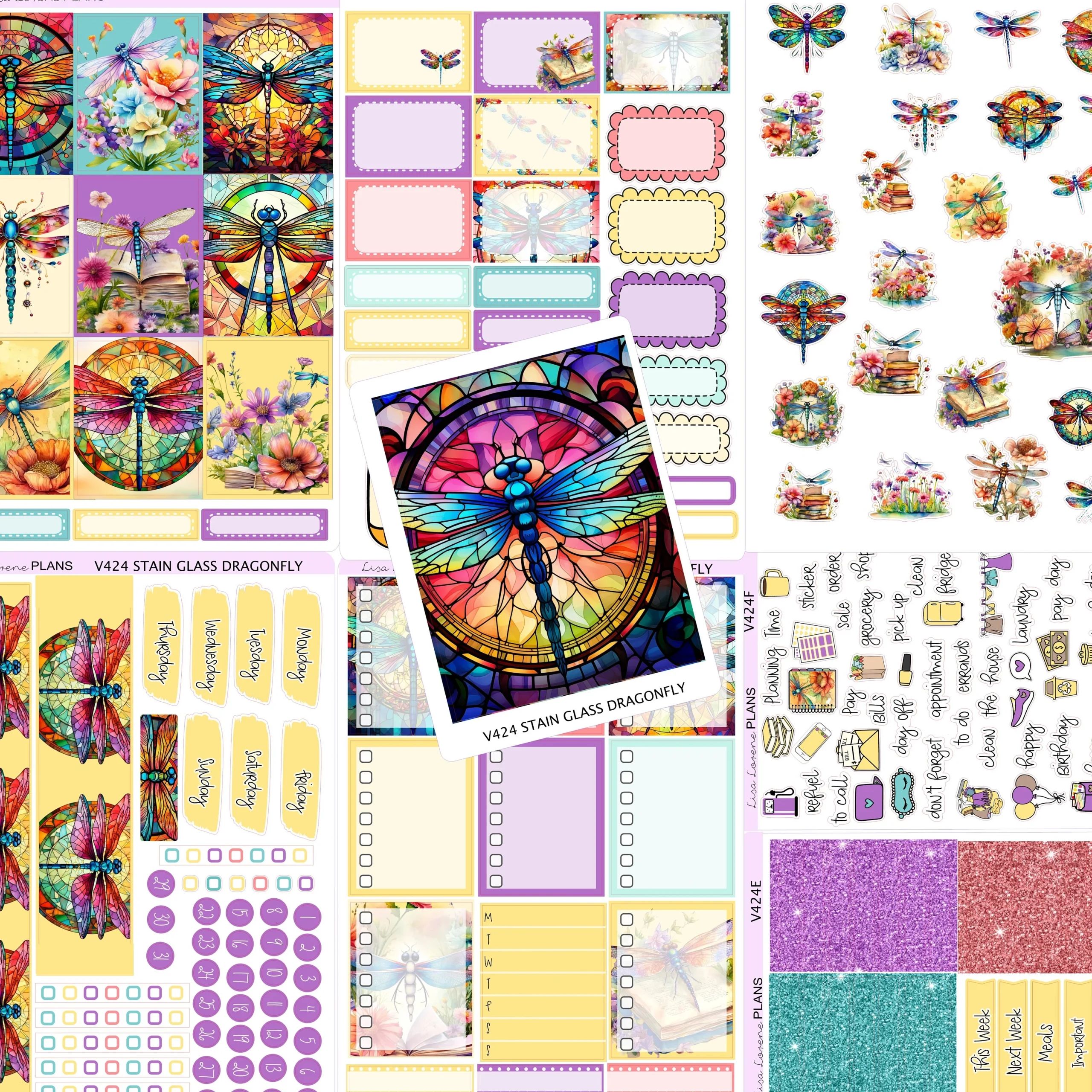 Dragonfly Printable Planner Stickers