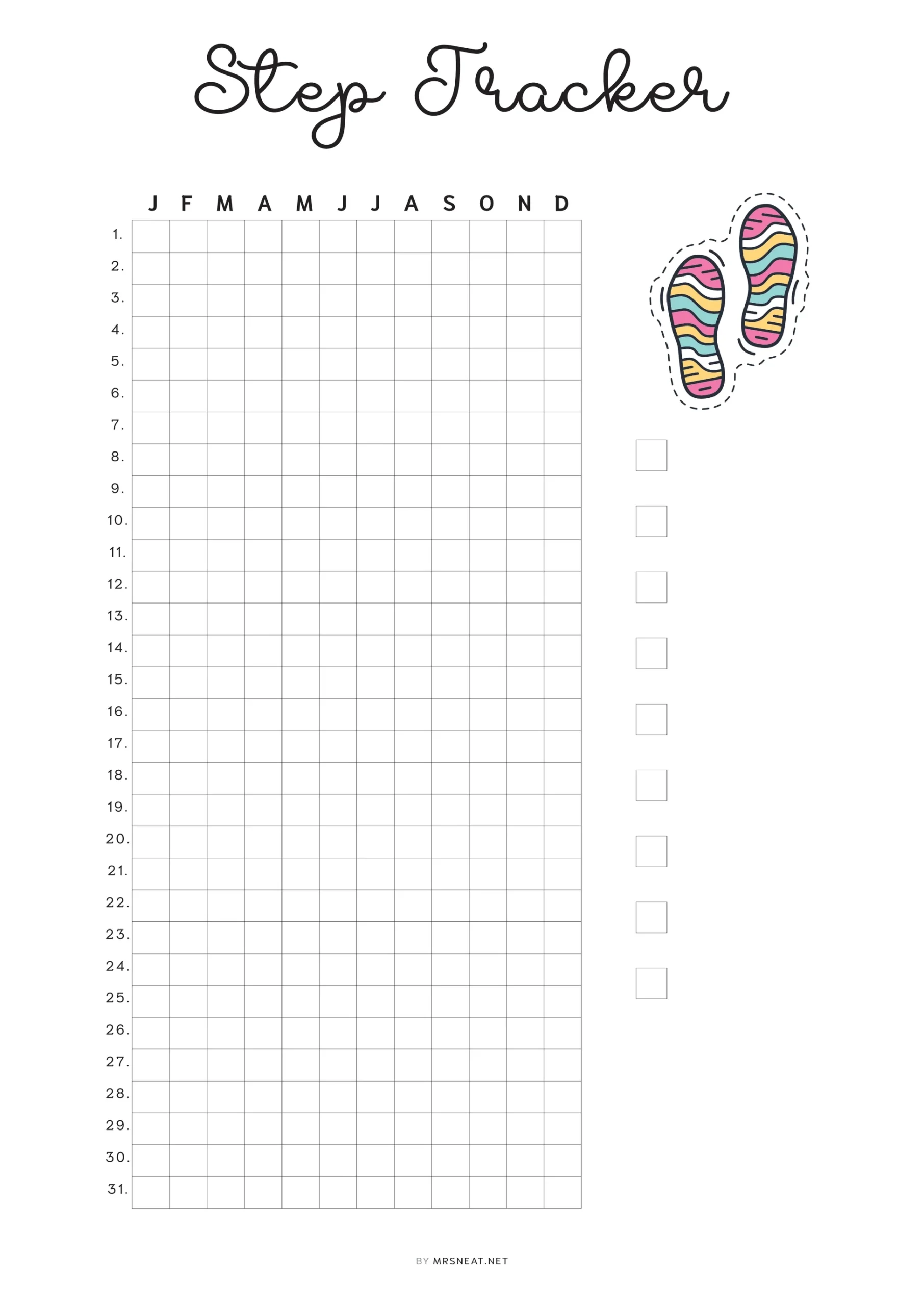 Step Tracker Printable PDF M507 Mrsneat