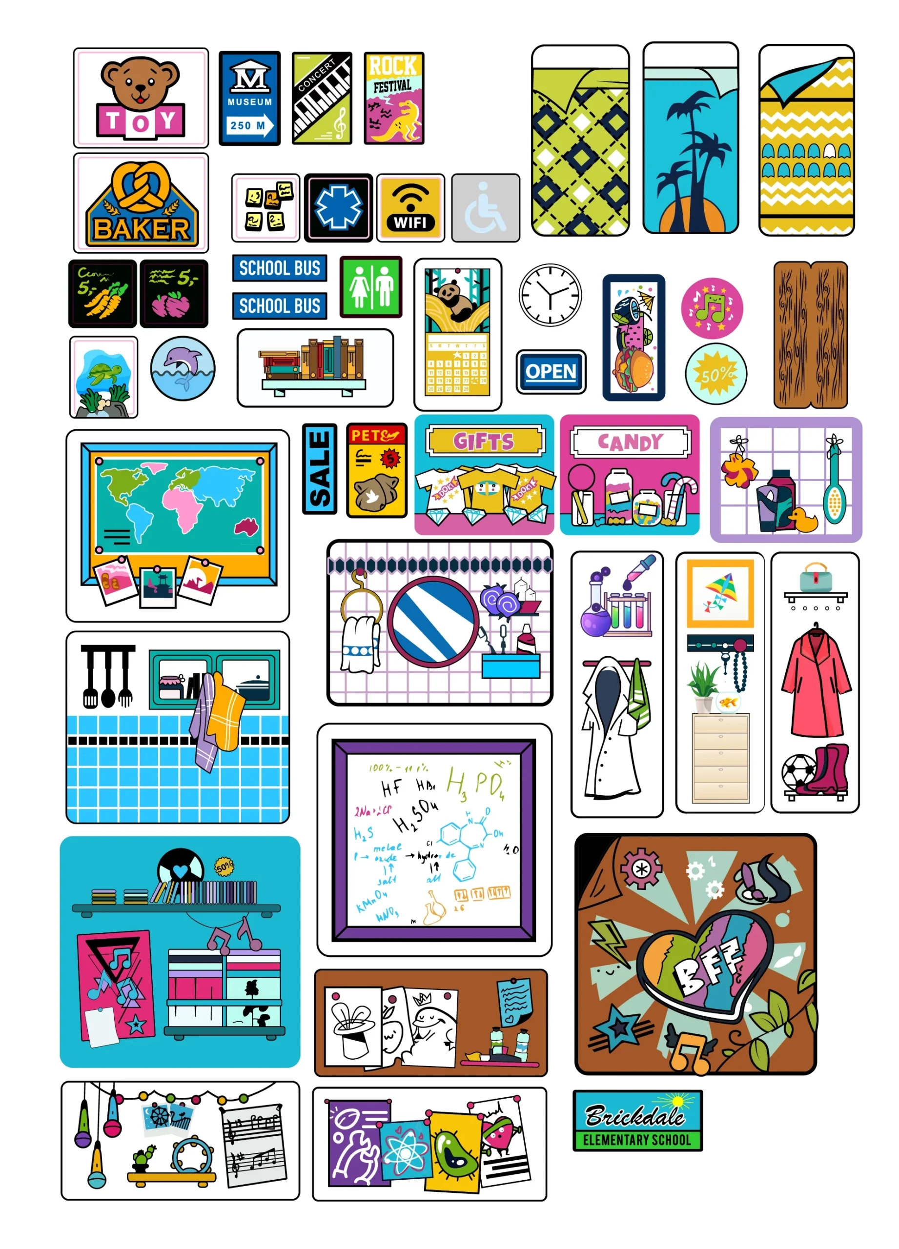 Sticker Sheet Friends Inspired Fits LEGO Blocks Bricktastics