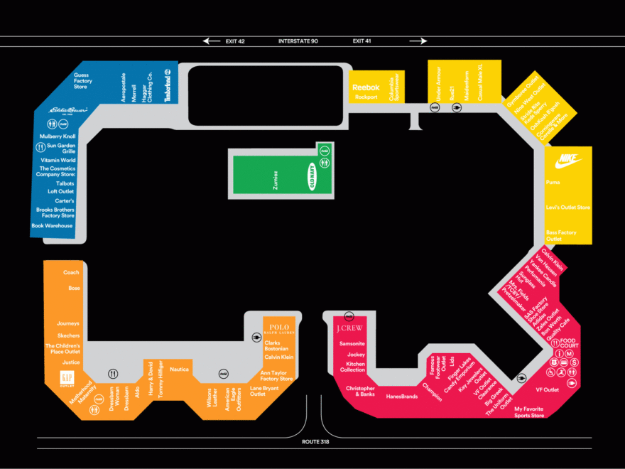 Store Directory For Finger Lakes Premium Outlets