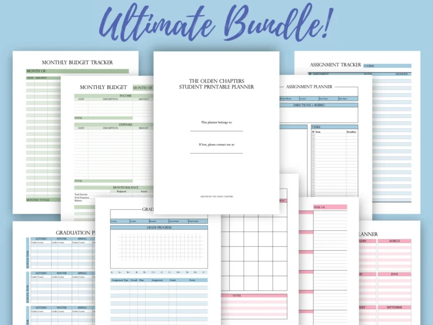 Student Printable Planner Undated College Student Planner Academic High School Agenda Printable Planner Kit A5 Printable Planner Etsy