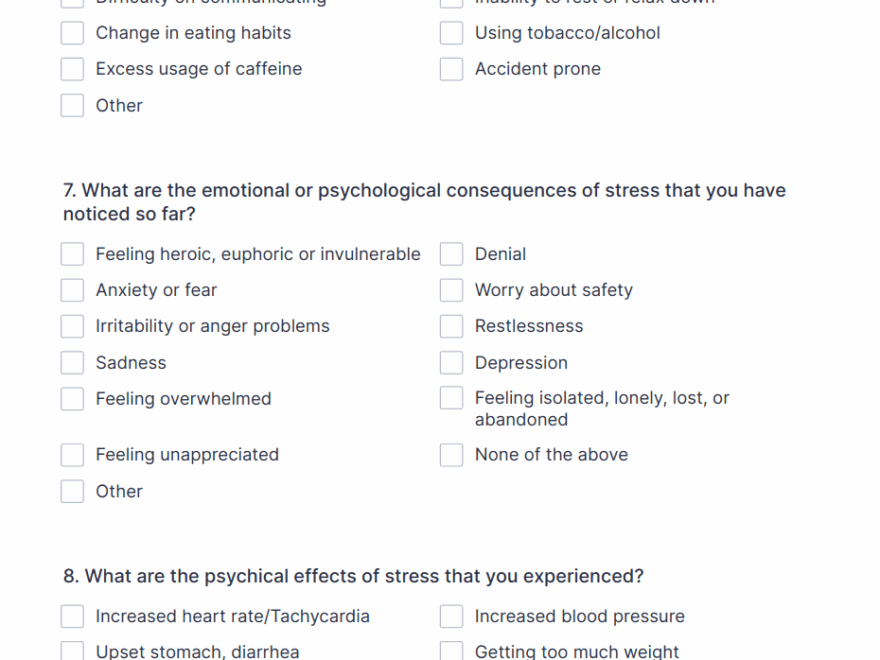 Student Stress Survey Form Template Jotform
