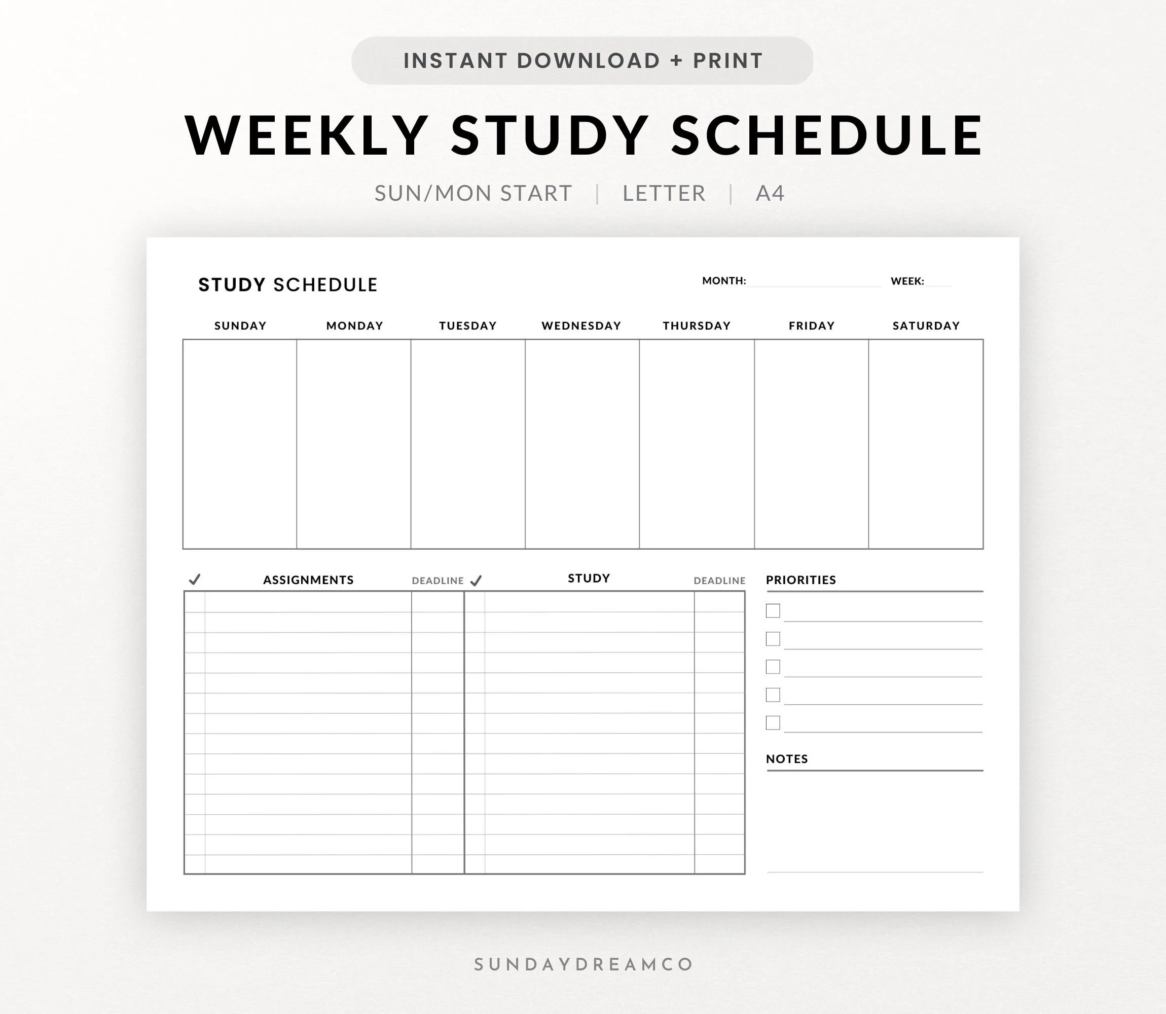 Study Weekly Planner Printable Minimalist Study Schedule Weekly Organizer Printable Desk Planner Academic Planner Printable A4 letter Etsy Study Weekly Planner Printable Minimalist Study Schedule Weekly Organizer Printable Desk Planner Academic Planner Printable A4 letter Etsy