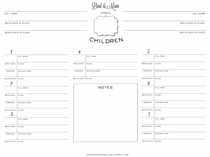 Summer Owens Free Printable Family Group Sheet Family Group Record Smaller Version