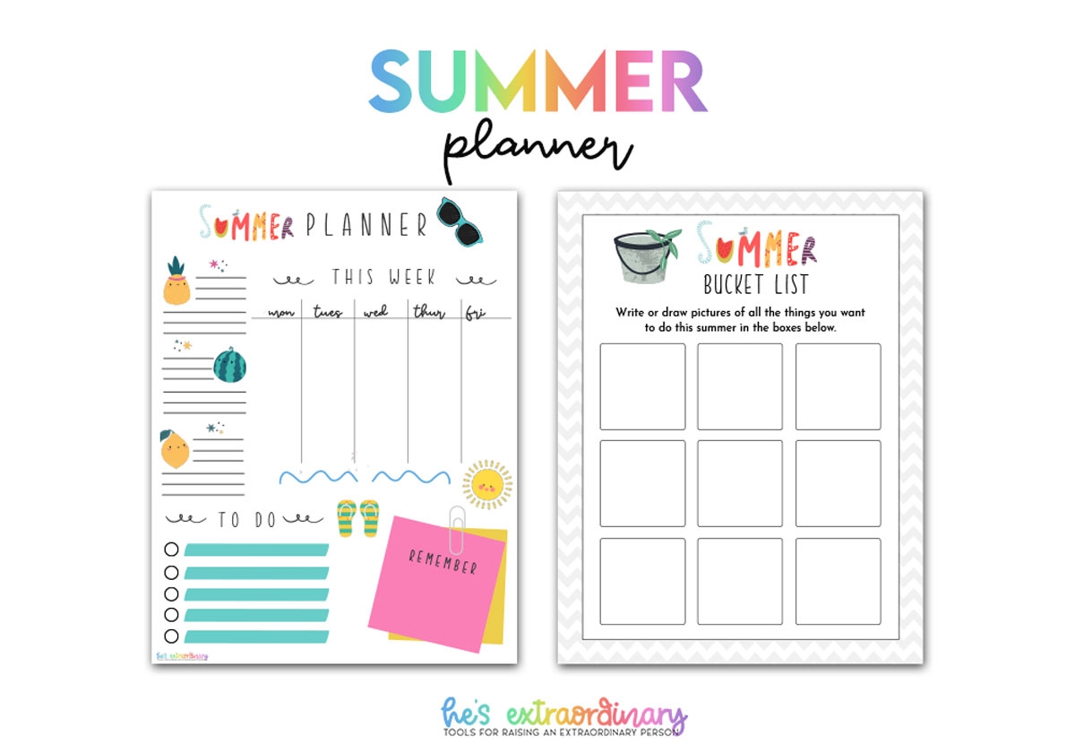 Summer Bucket List Planner Printable