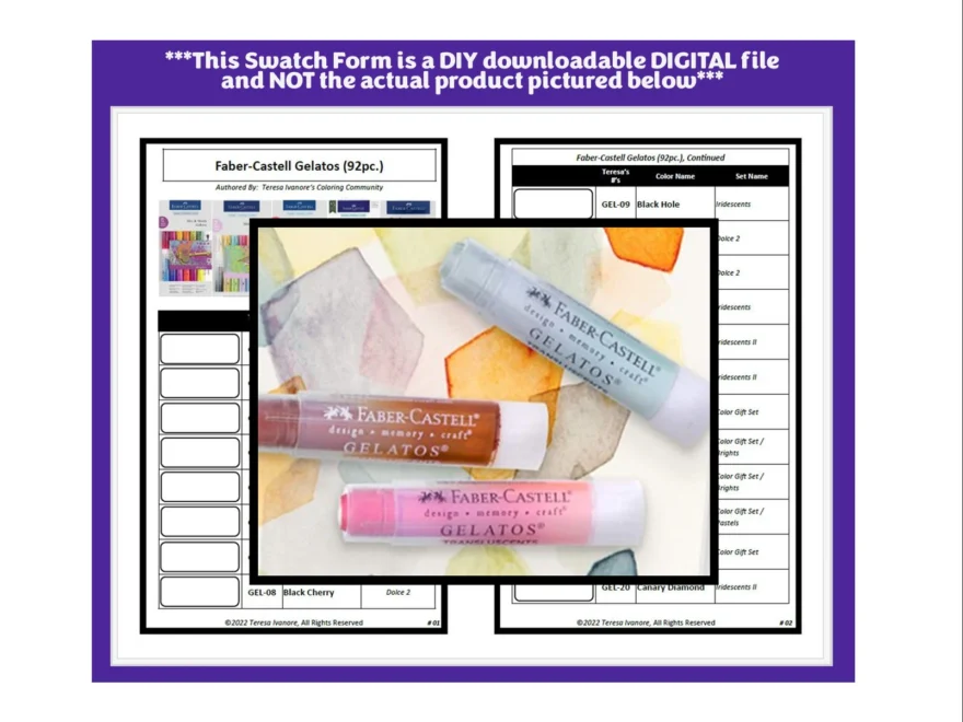 Swatch Form Faber castell Gelatos 092pc Complete Set black White Version Etsy