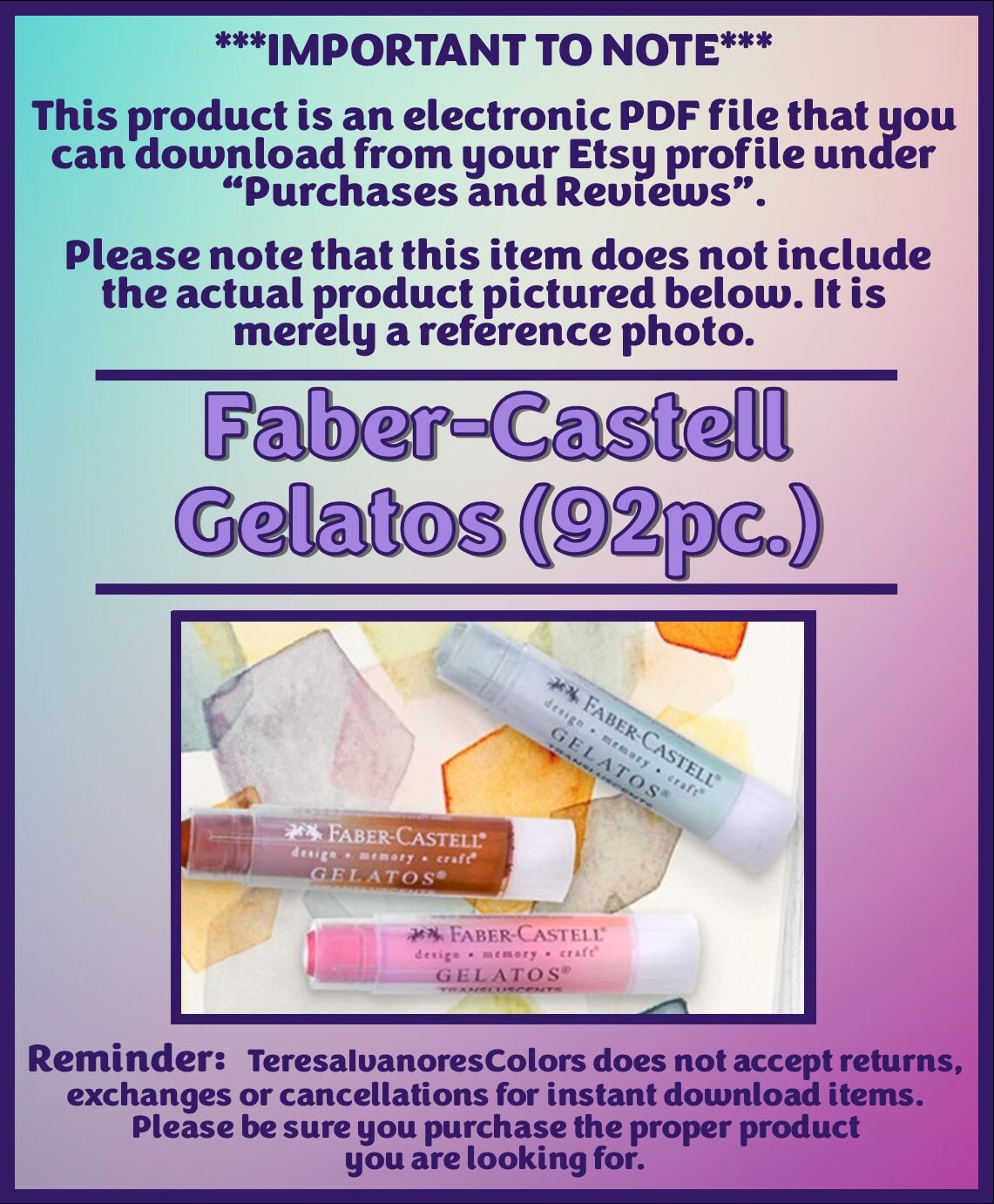 Faber Castell Gelato Printable Chart
