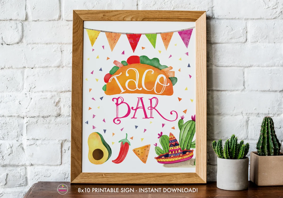 Taco Bout Love Bridal Shower Taco Bar Printable Sign 8x10 Inkberry Creative