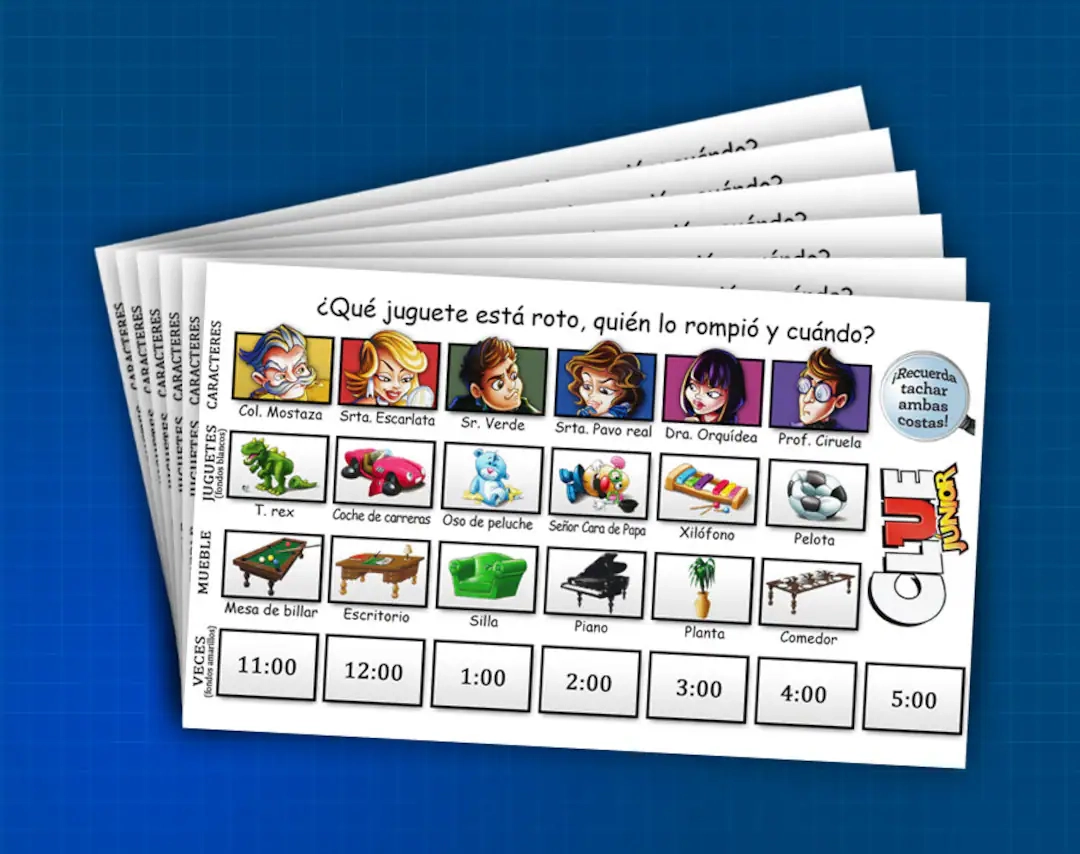 Tarjetas De Puntuaci n Imprimibles De Color Clue Jr El Caso Del Juguete Roto Etsy