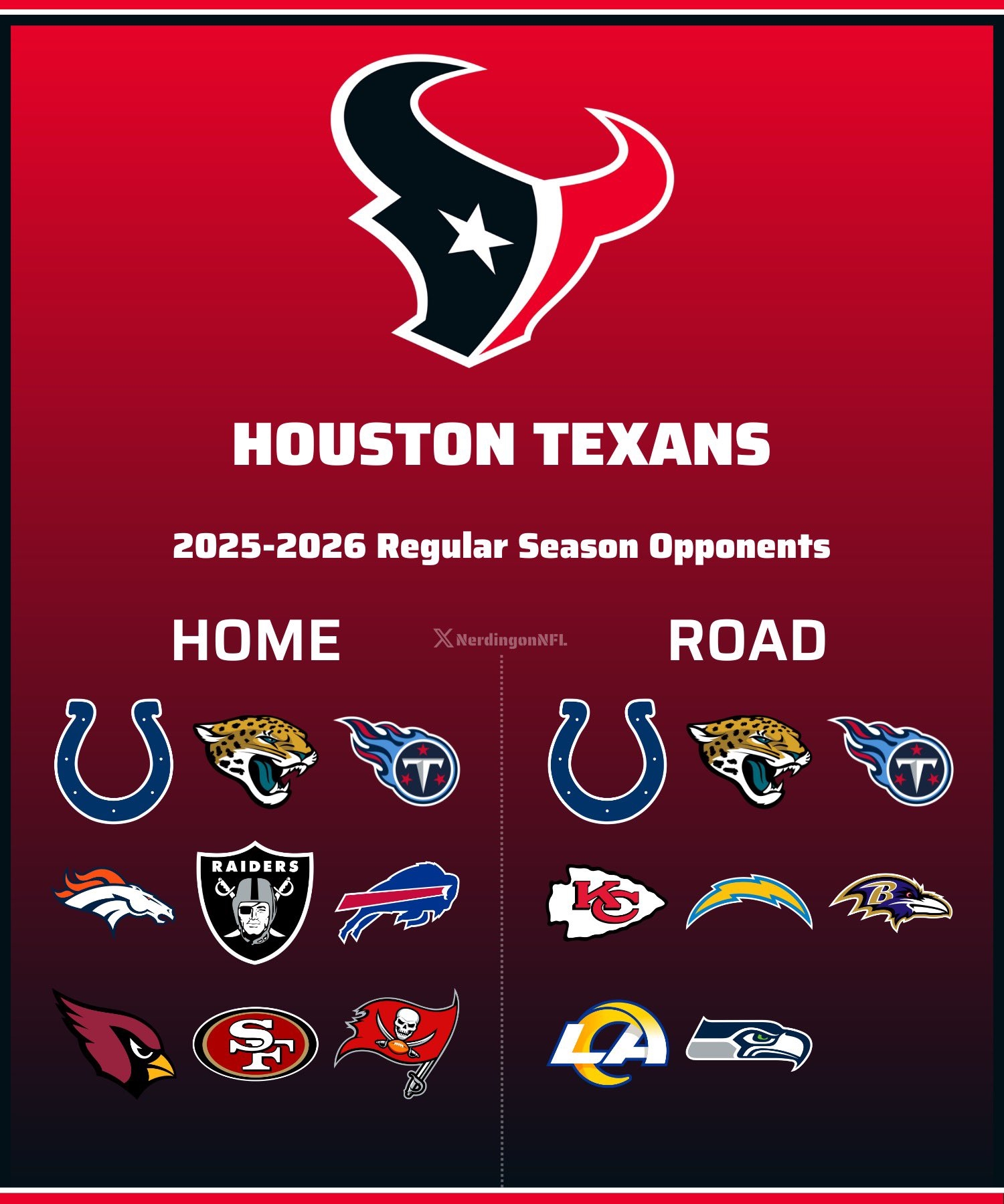 Te On X The Houston Texans 2025 2026 Schedule Has Been Confirmed Thoughts Https t co tttTeq6q2Q X