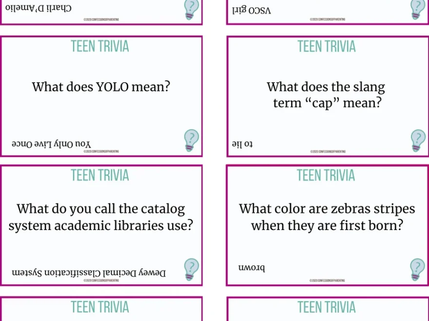 Teen Trivia Questions Printable MicheleTripple