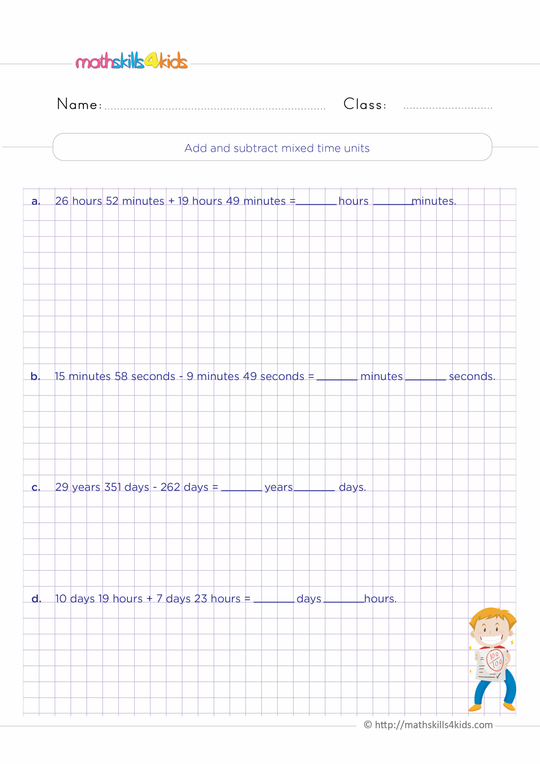 Printable Late 4th Grade Math Sheet
