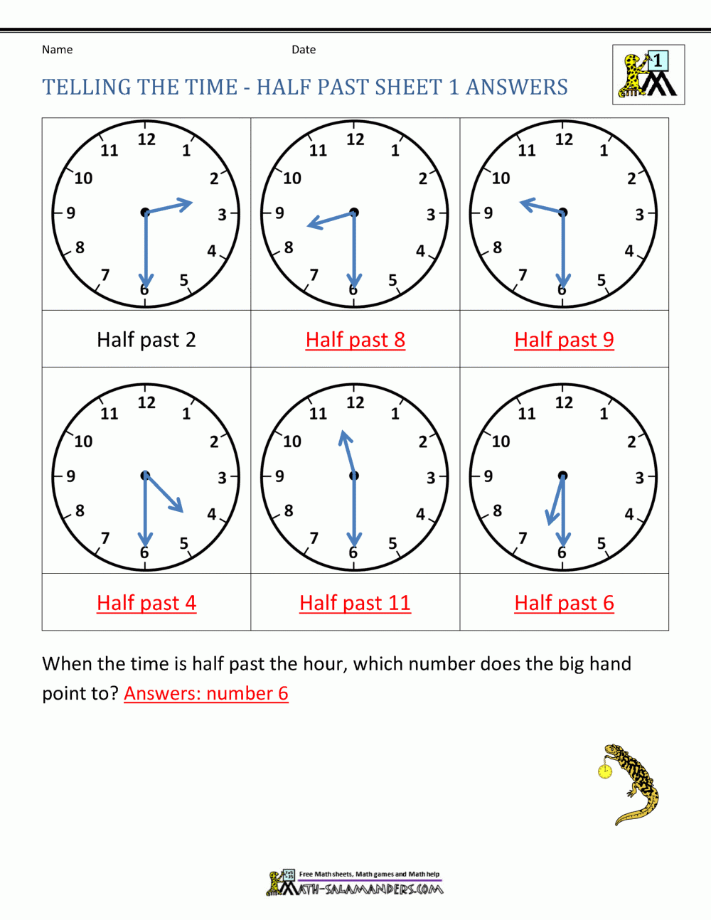 Telling Time Worksheets O clock And Half Past